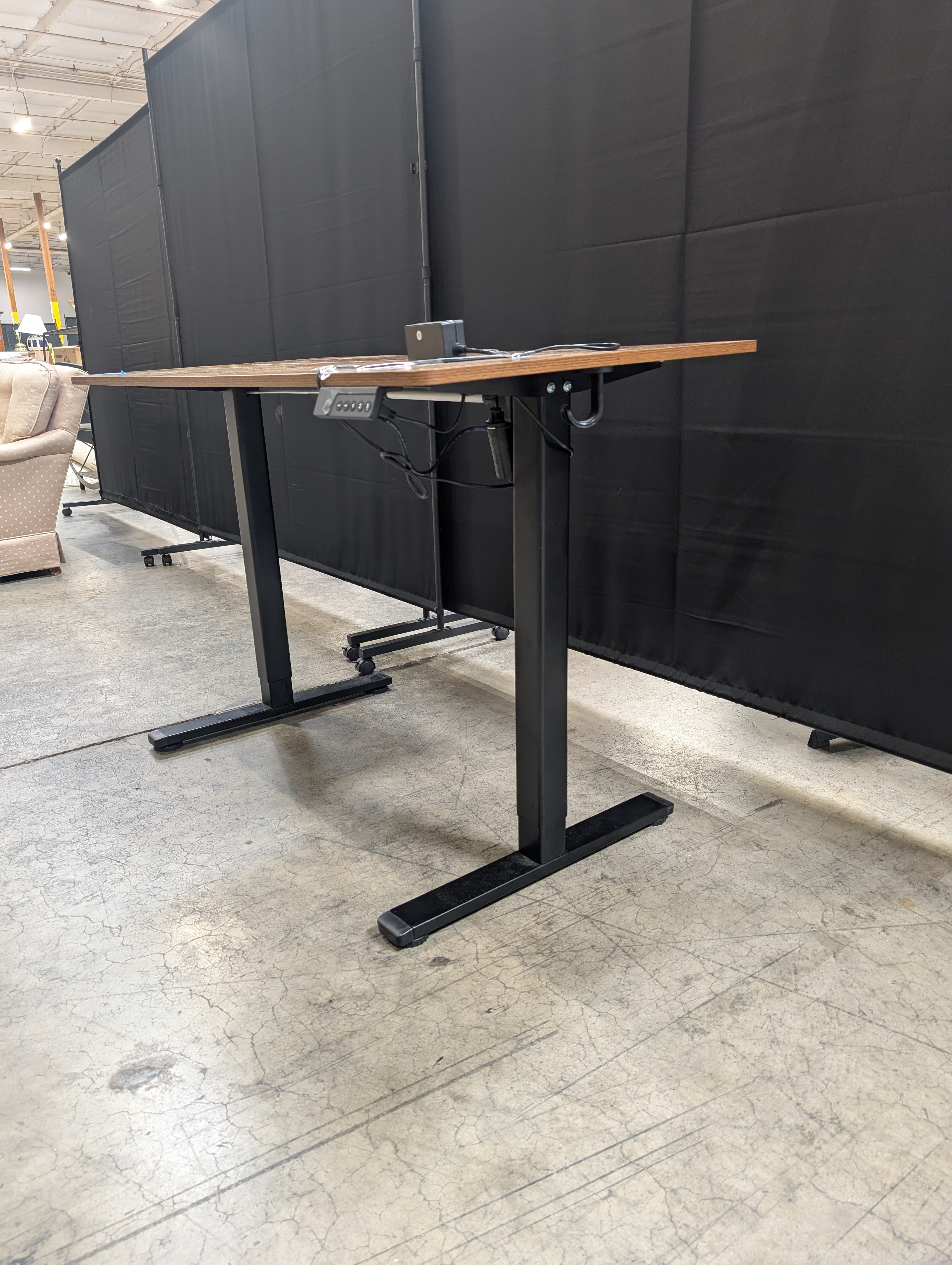 Adjustable Electric Height Standing Desk with Rustic Wood-Look Top
