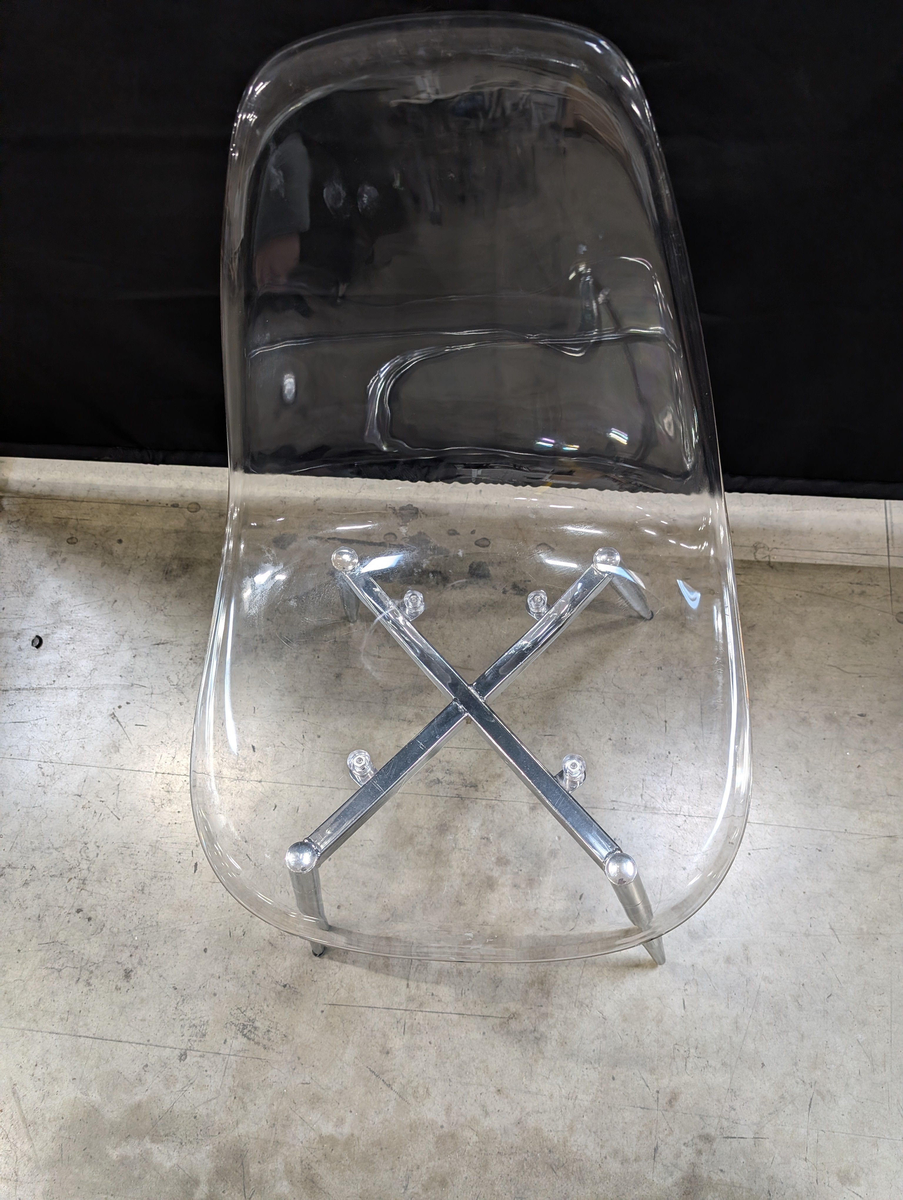 Contemporary Clear Acrylic Style Dining Chair with Chrome Base