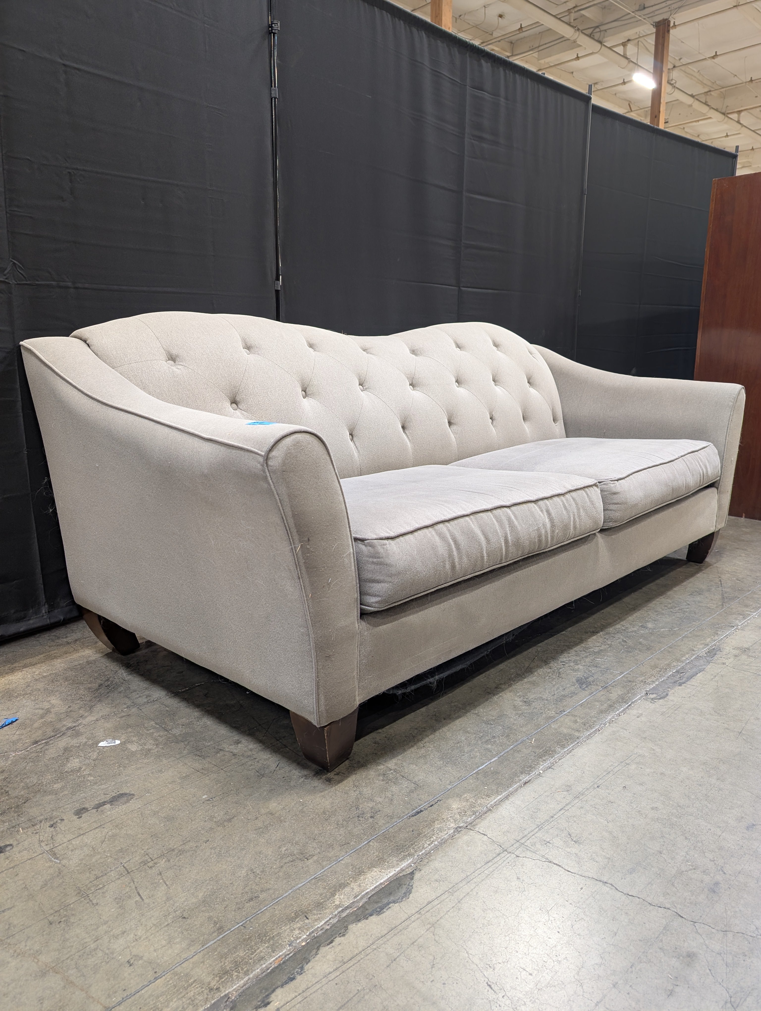 Tufted Back Fabric Sofa with Rolled Arms