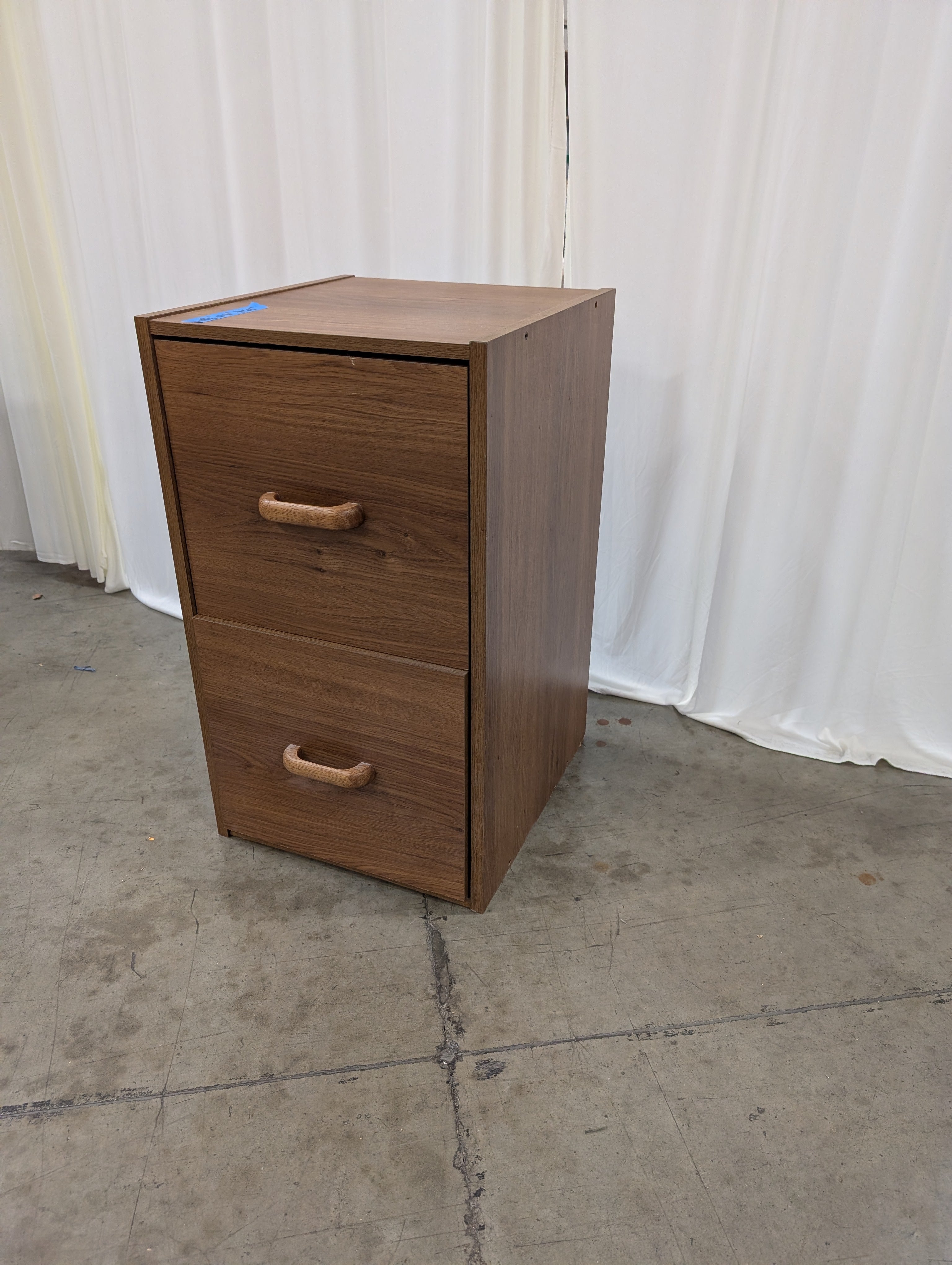 Compact Two-Drawer Wood Storage Cabinet Nightstand