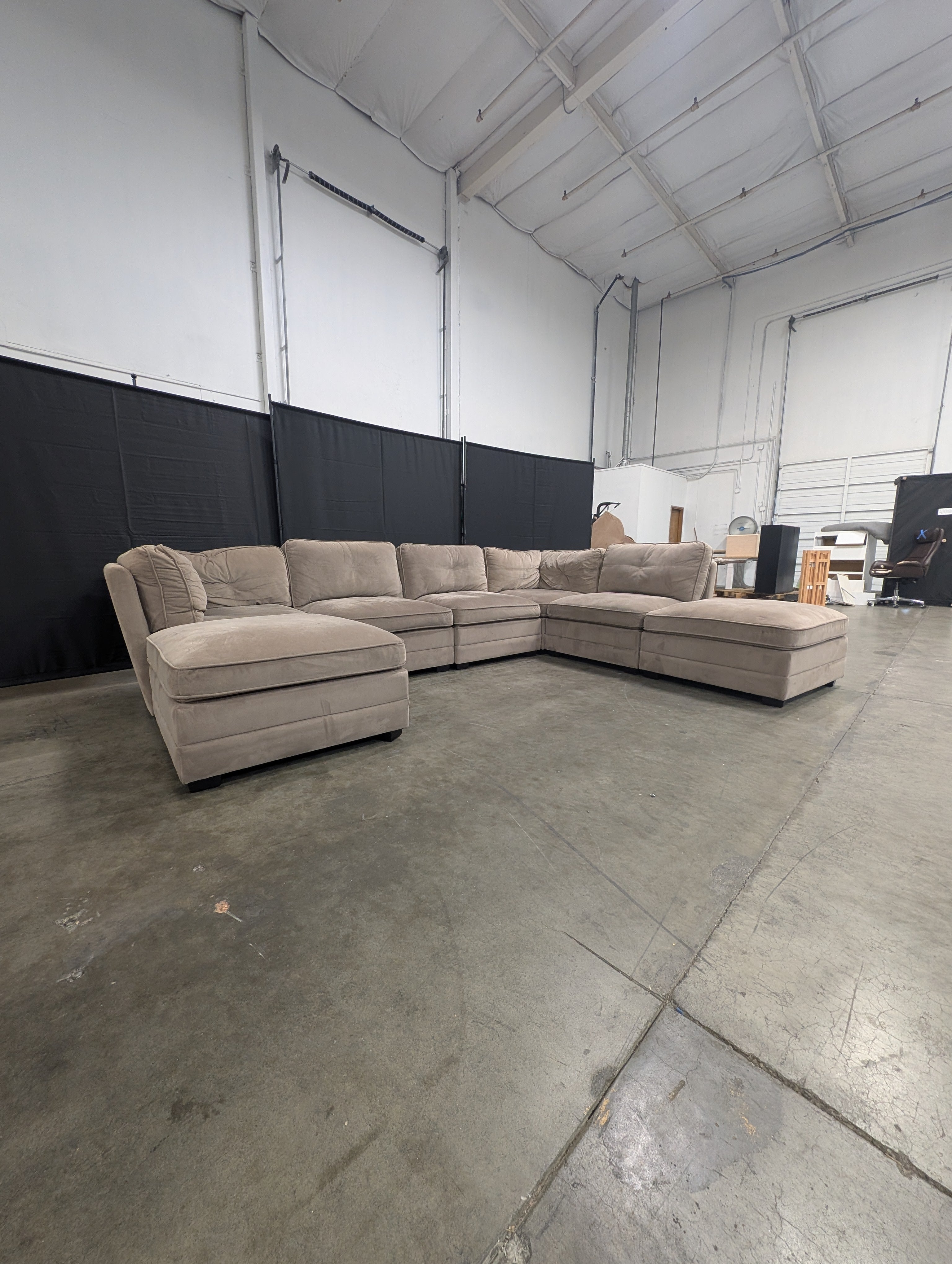 Modular Taupe Fabric Sectional Couch