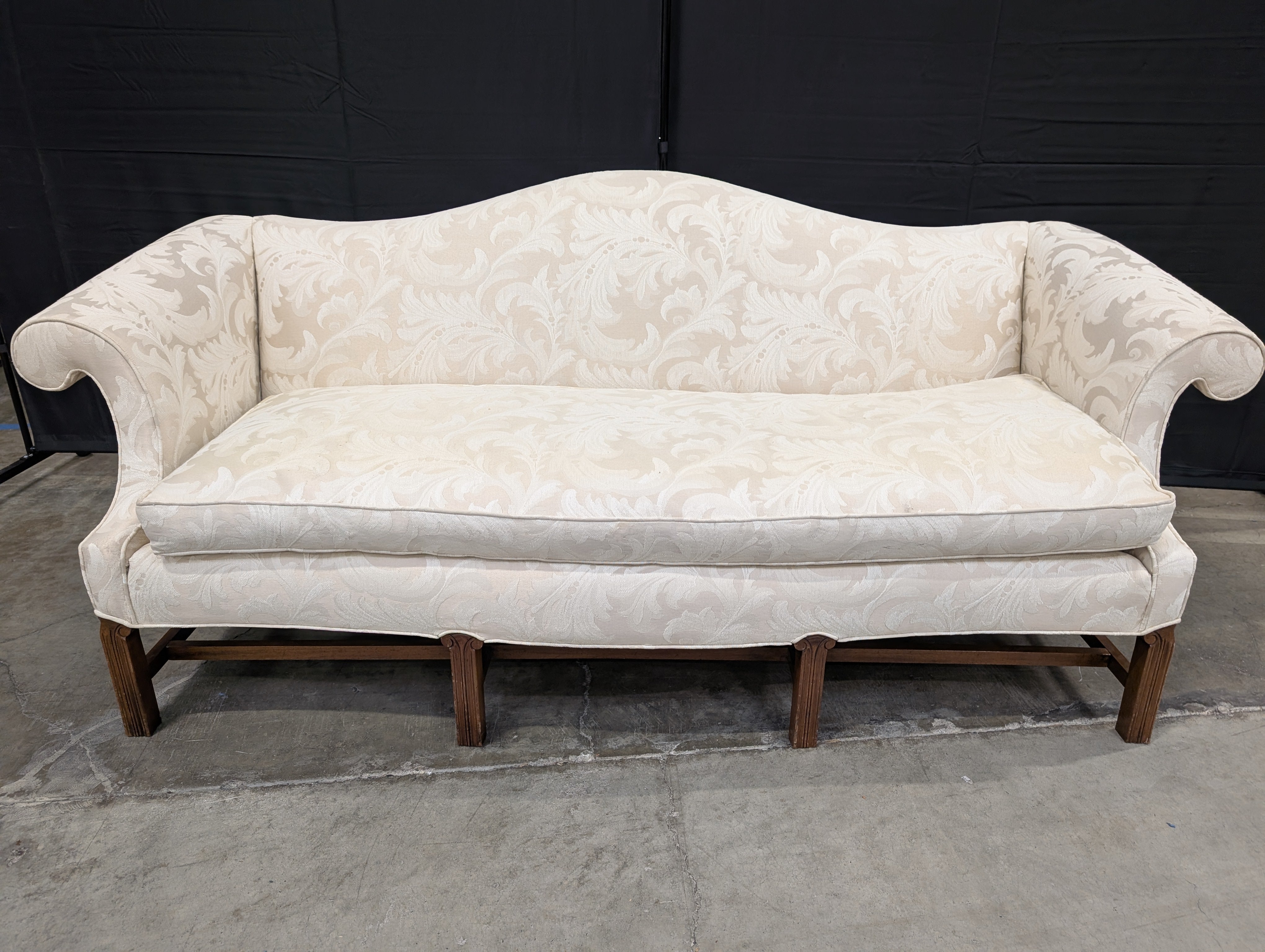 Cream Patterned Upholstered Settee Sofa