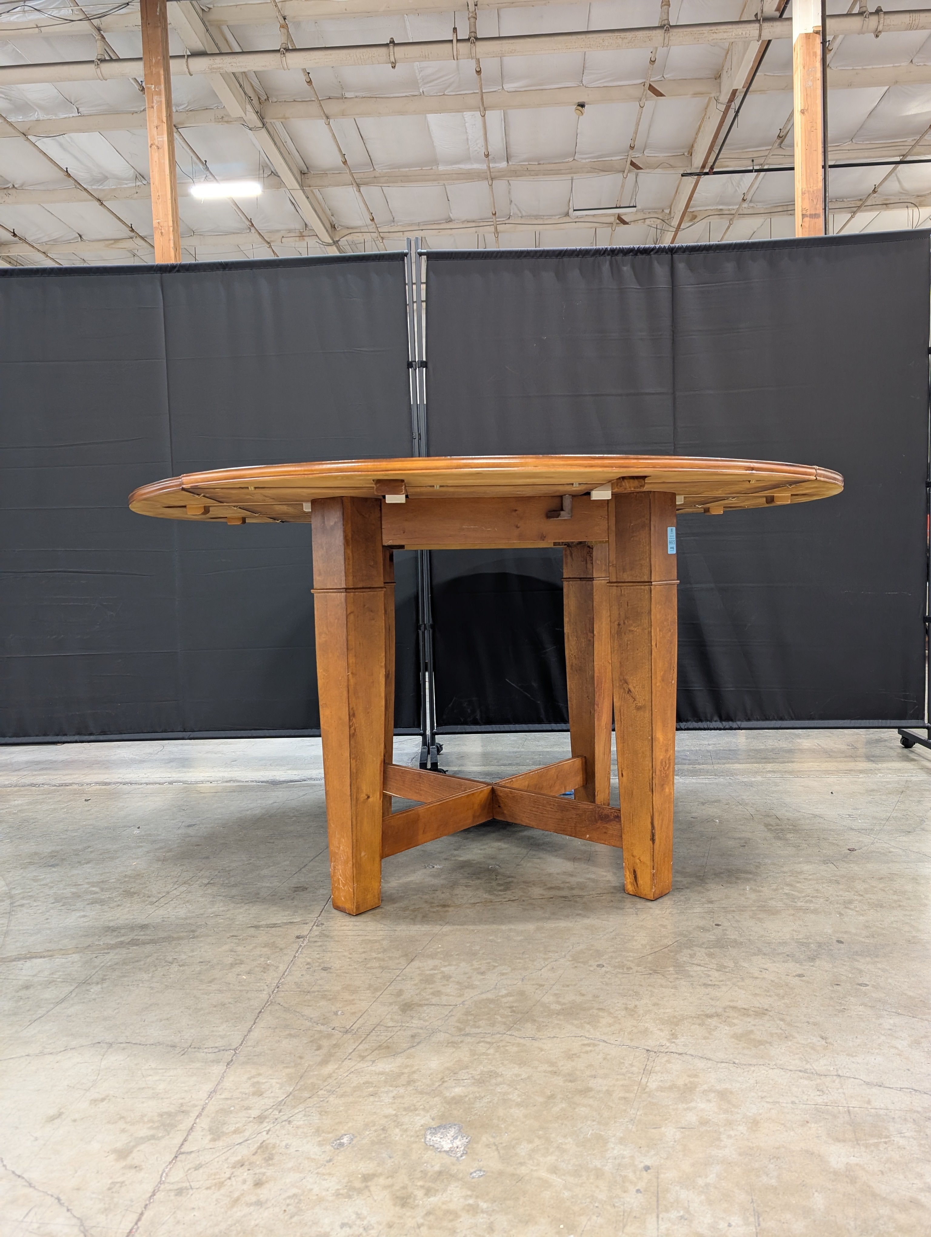 Cherry Finish Wood Dining Table with Round Granite TurnTable