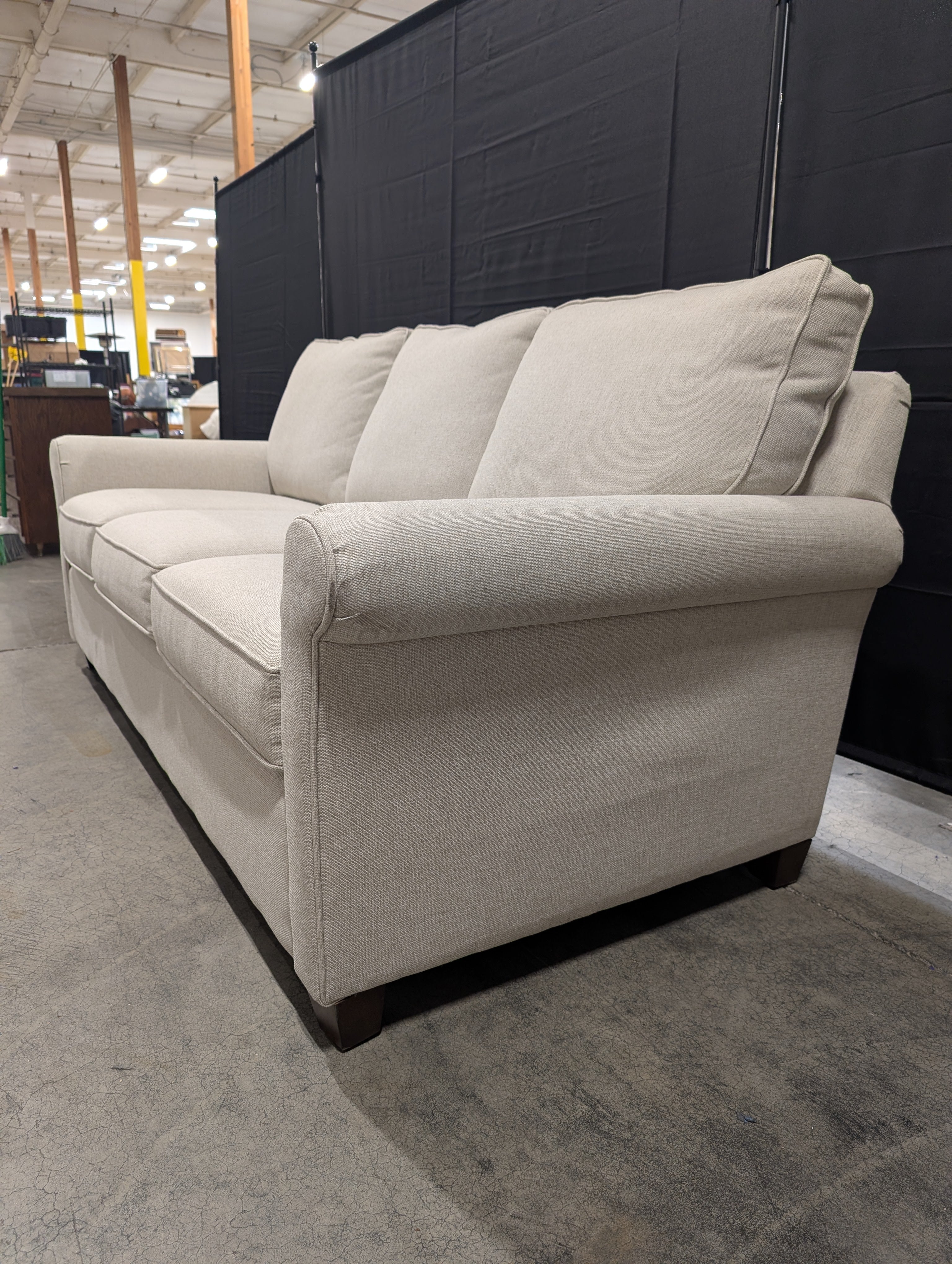 Neutral Toned Bassett Three-Seater Fabric Sofa