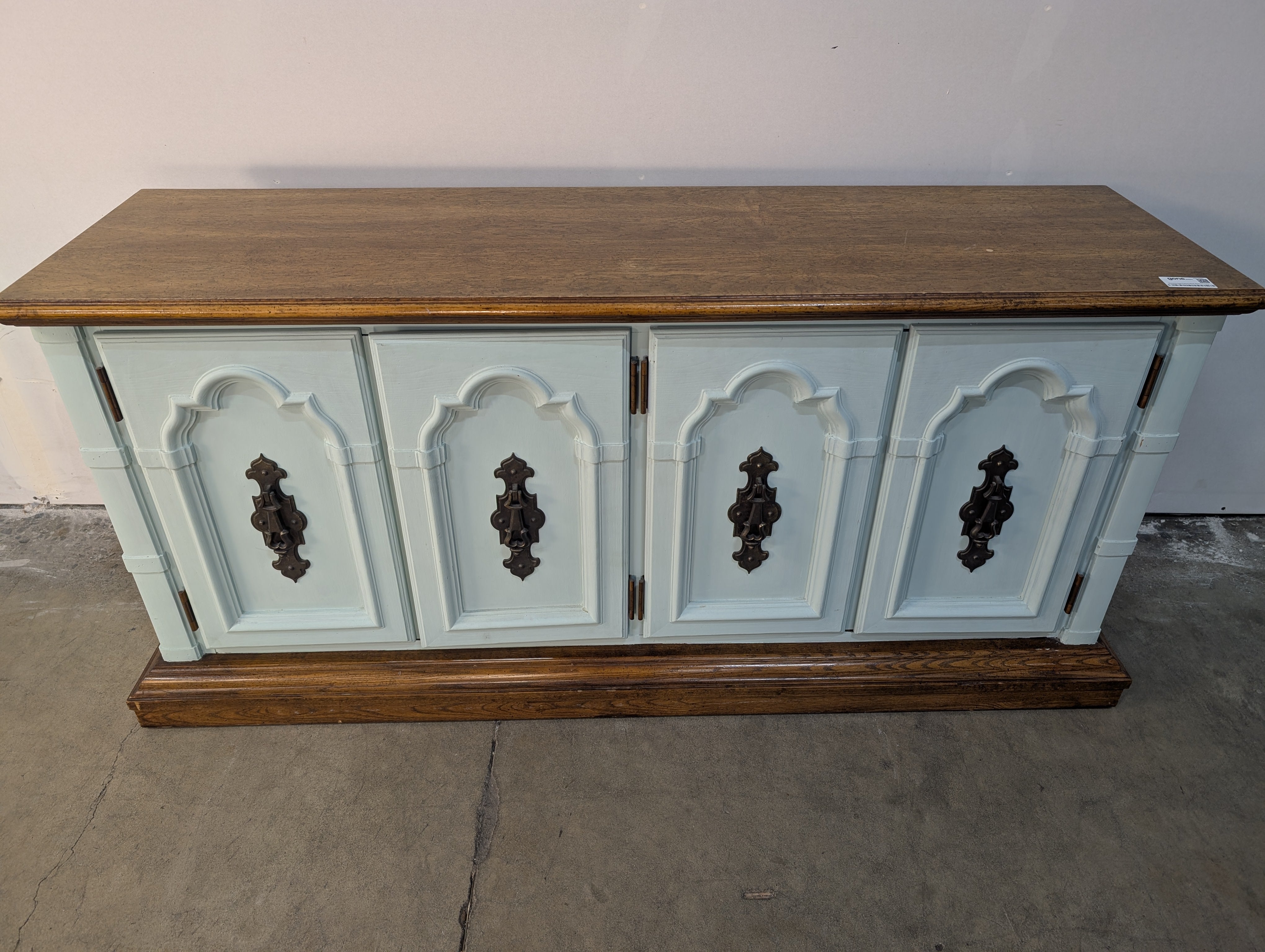 Charming Aqua Painted Wood Sideboard Buffet Cabinet