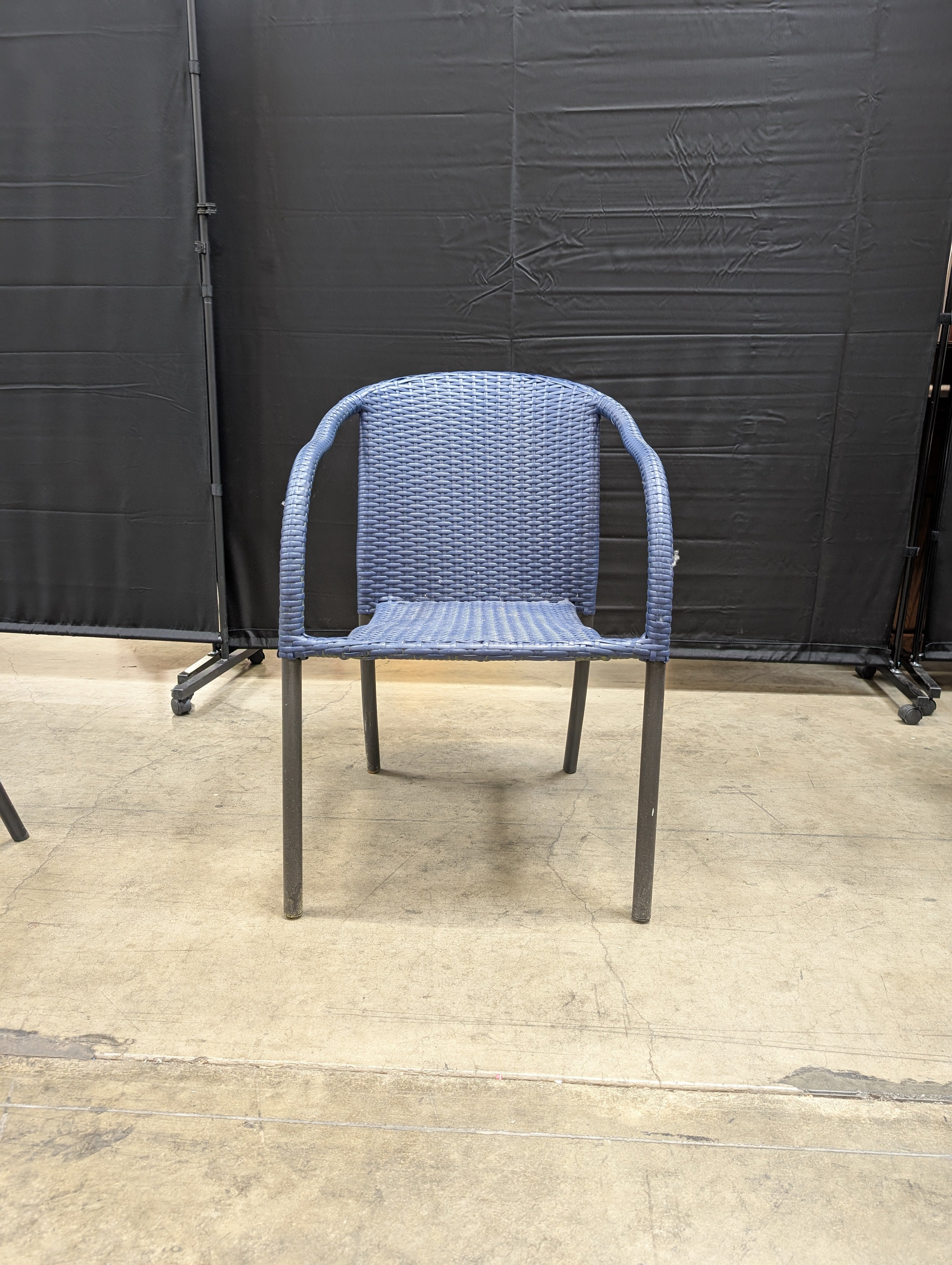 Navy Blue Woven Resin Patio Armchair