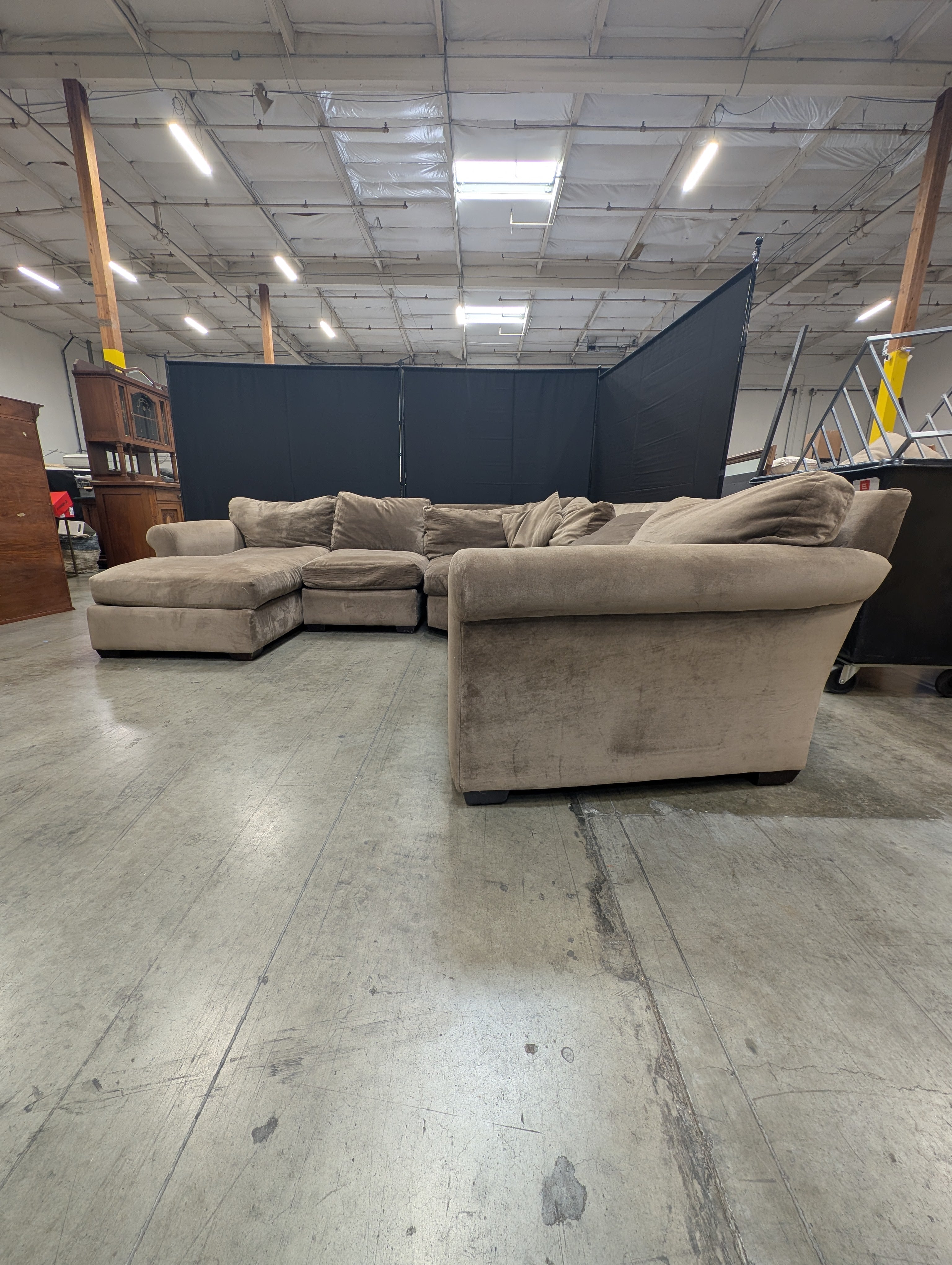 Versatile Brown Fabric Modular Sofa Sections - Five piece Set