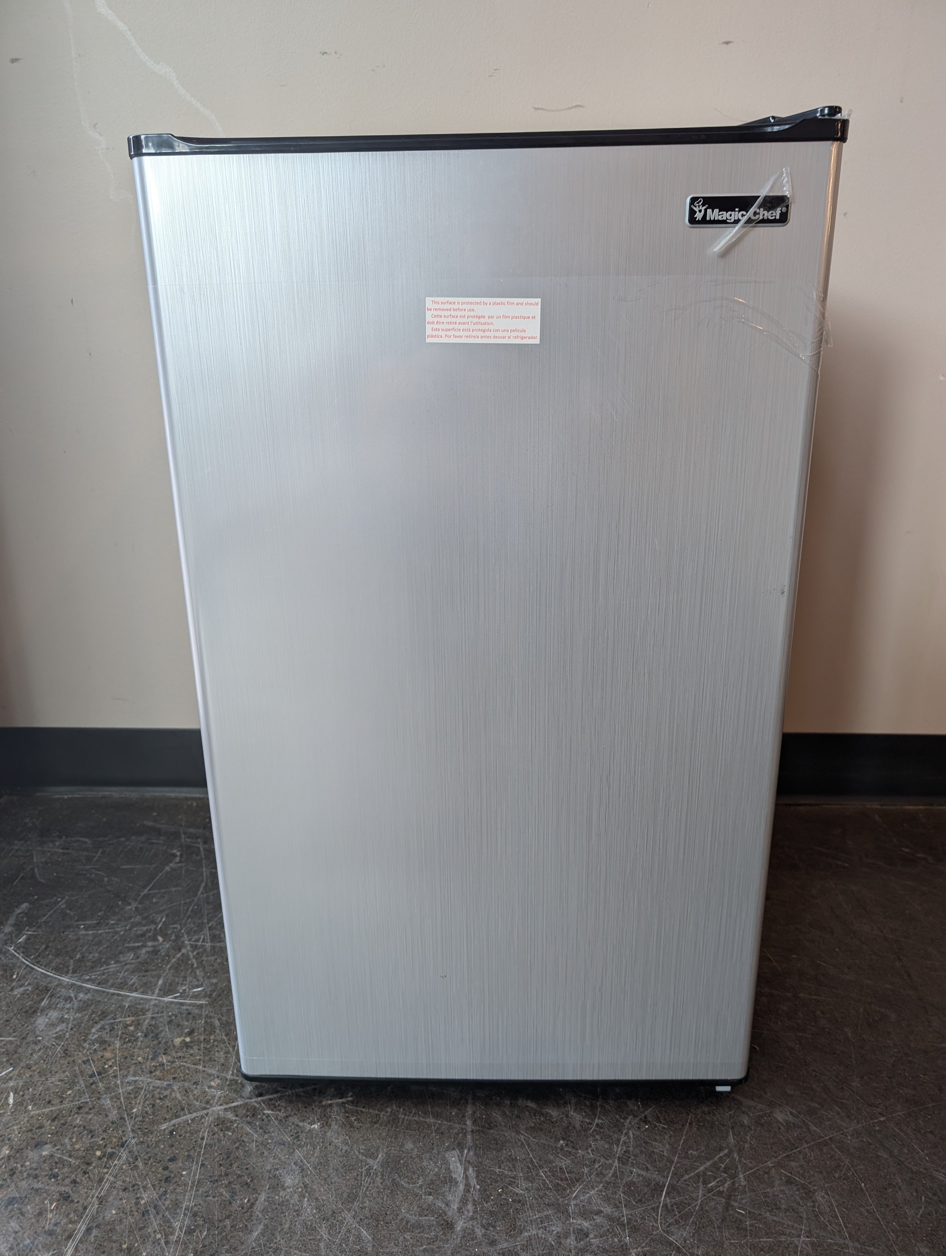 Compact Mini Refrigerator with Silver Door