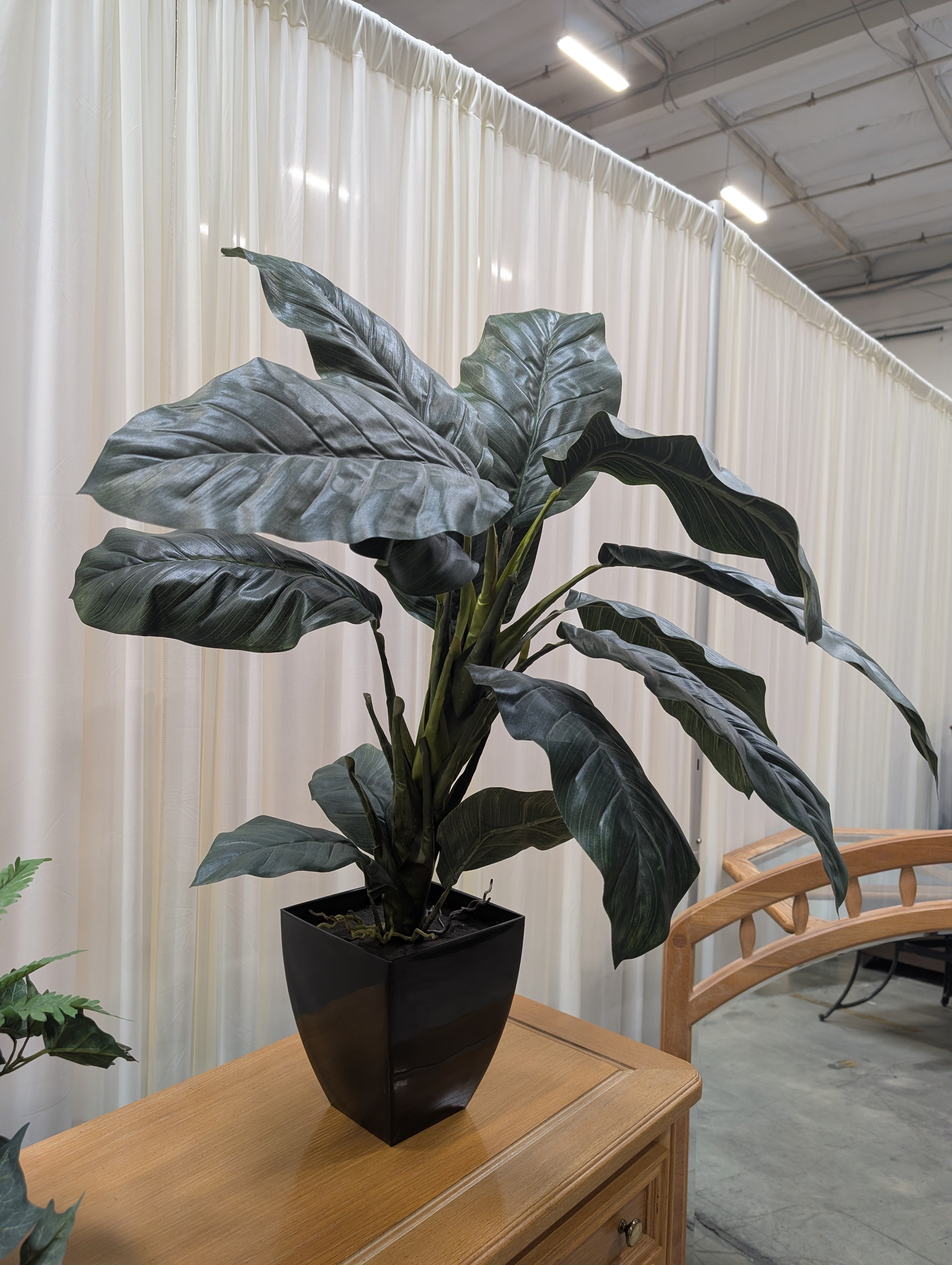 Large Leafy Artificial Plant in Black Pot