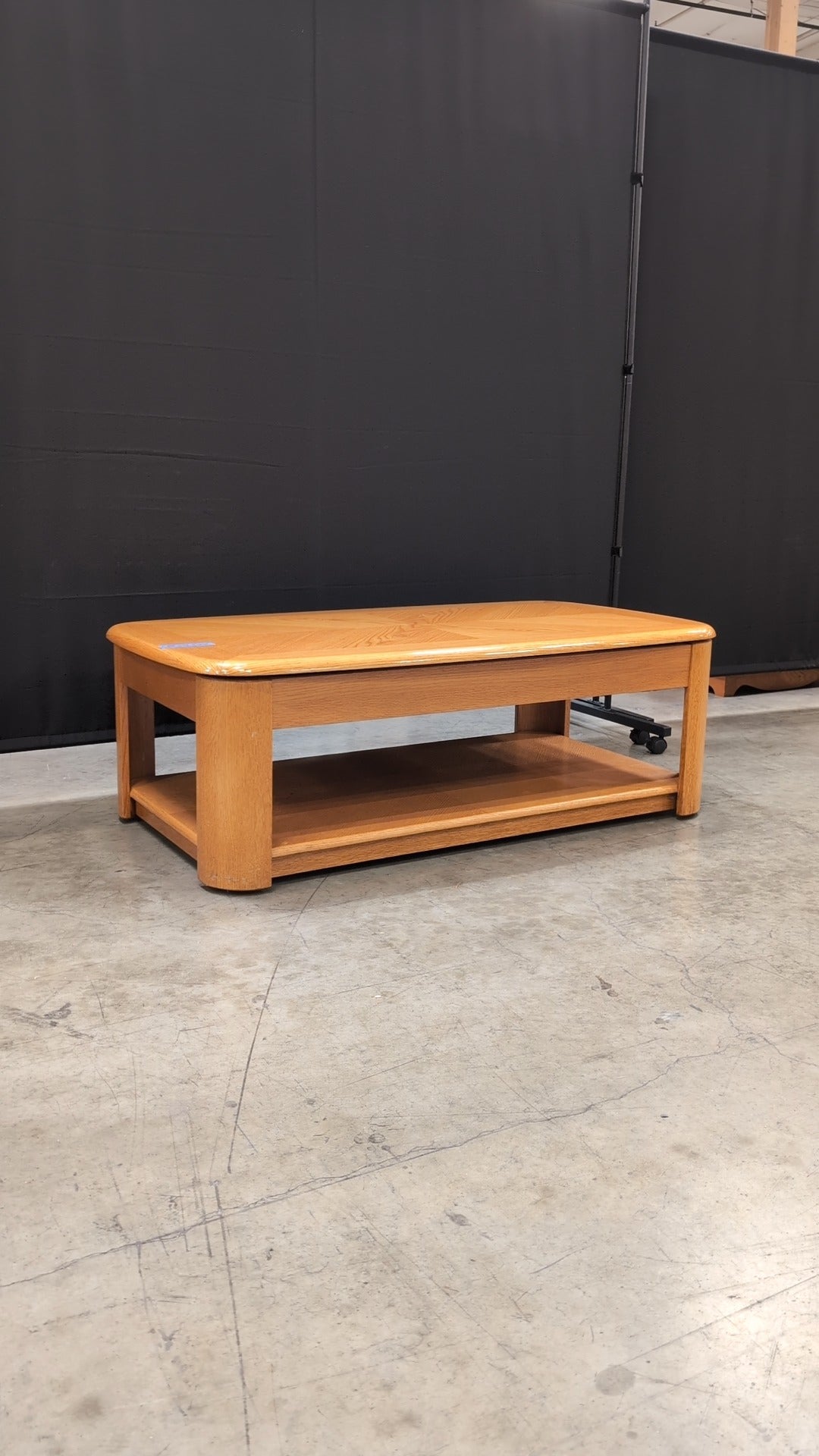 Rectangular Lift Top Light Oak Coffee Table with Lower Shelf