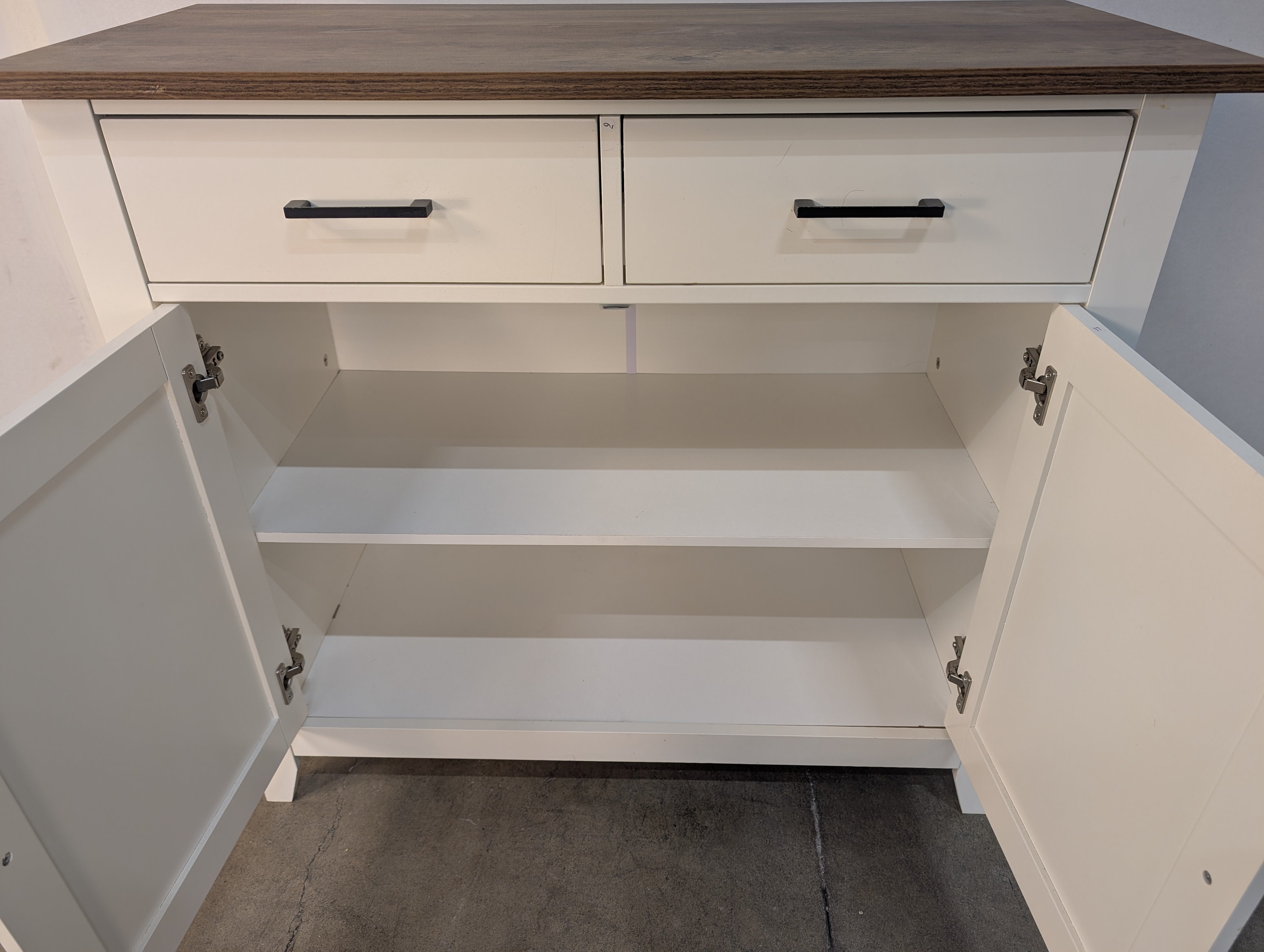 Rustic Wood Top Kitchen Island Storage Cabinet