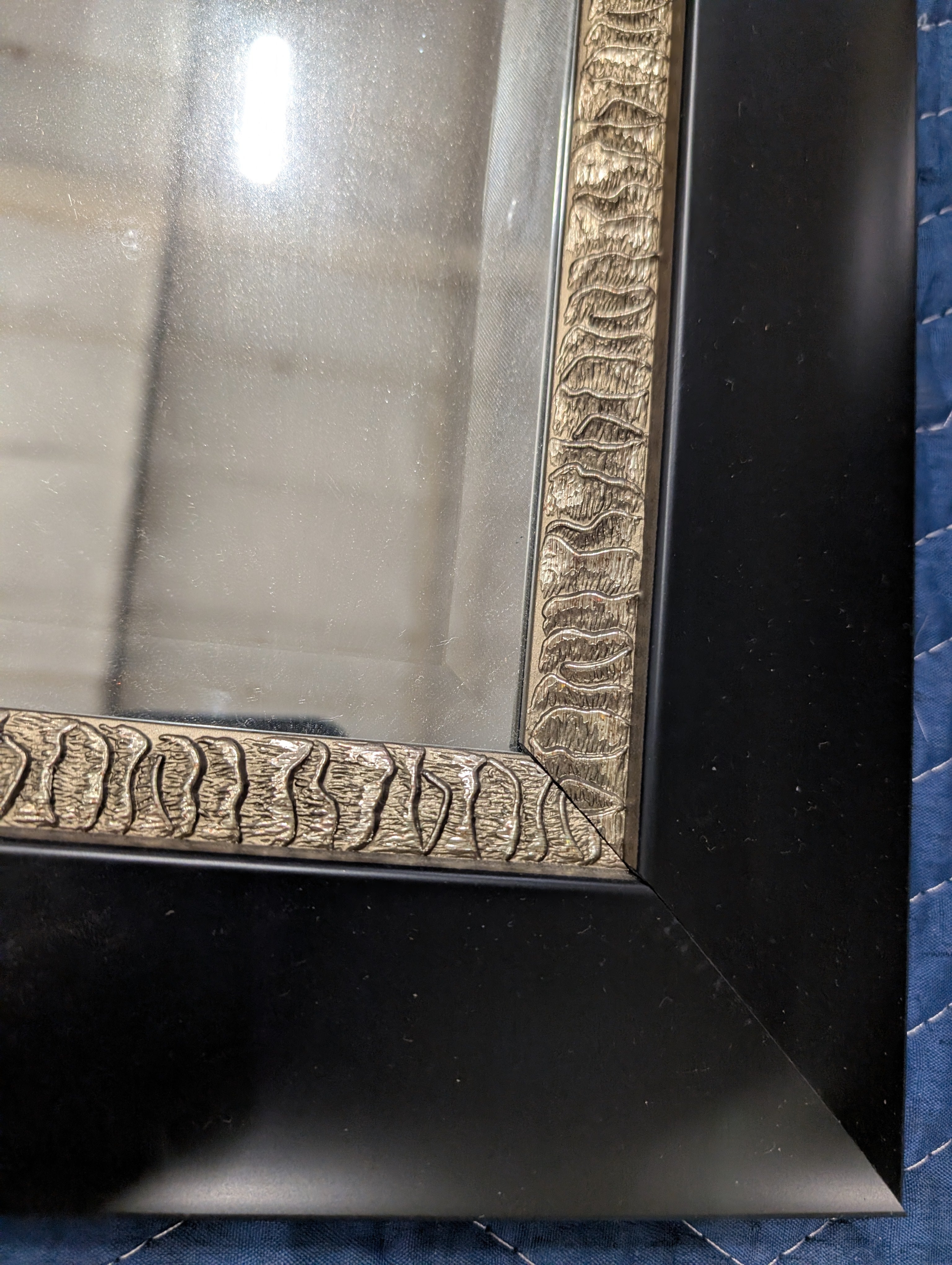 Classic Rectangular Wall Mirror with Black and Gold Frame