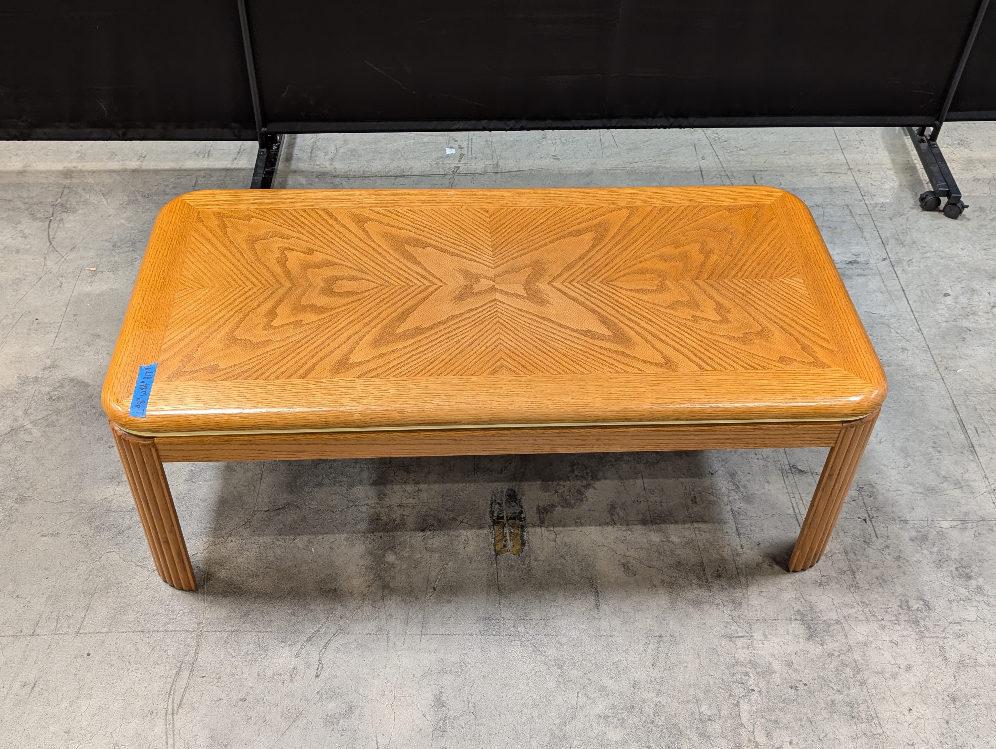 Starburst Veneer Wood Side Table with Rounded Edges