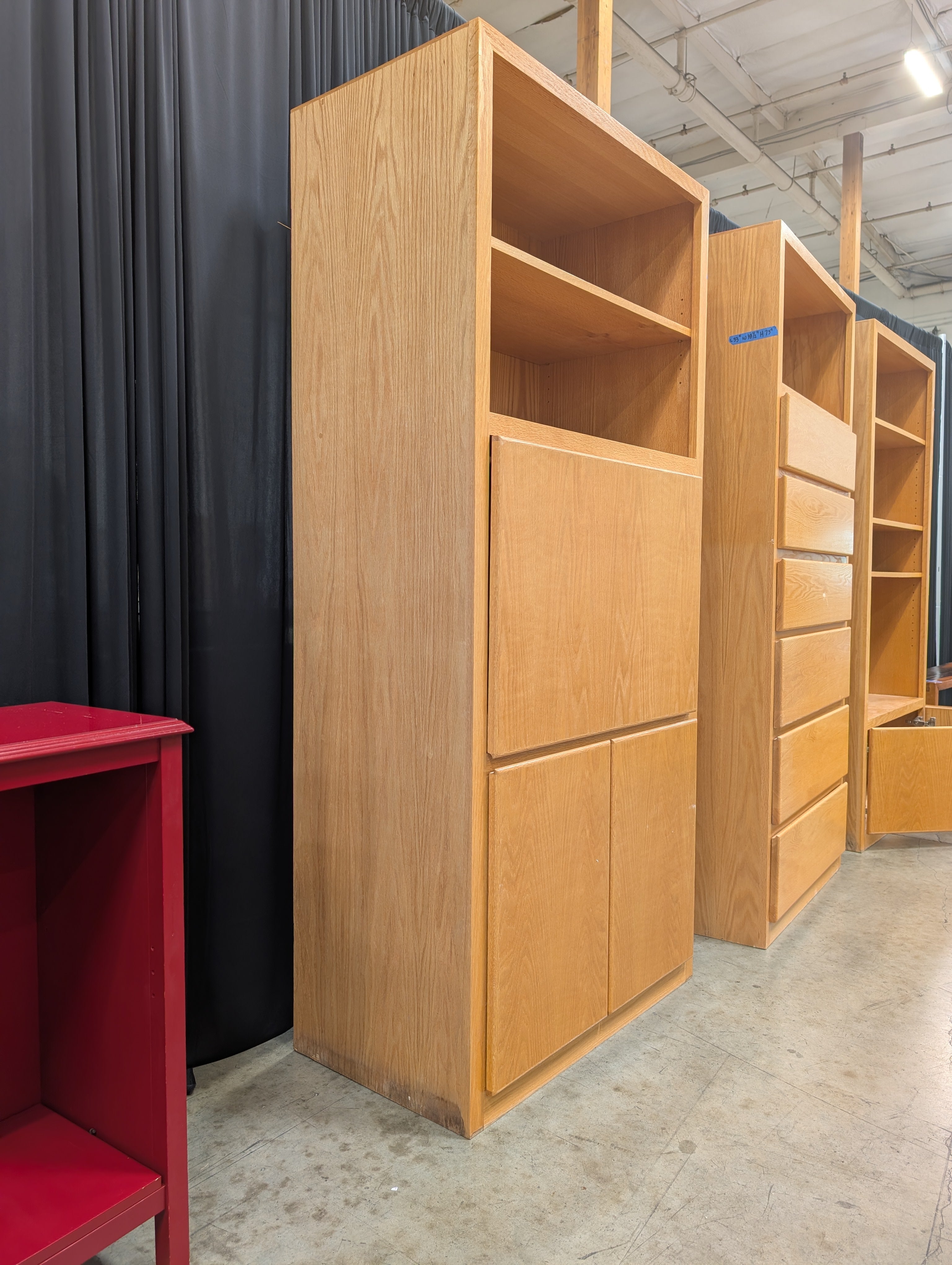 Light Wood Modular Bookcase with Closed Storage