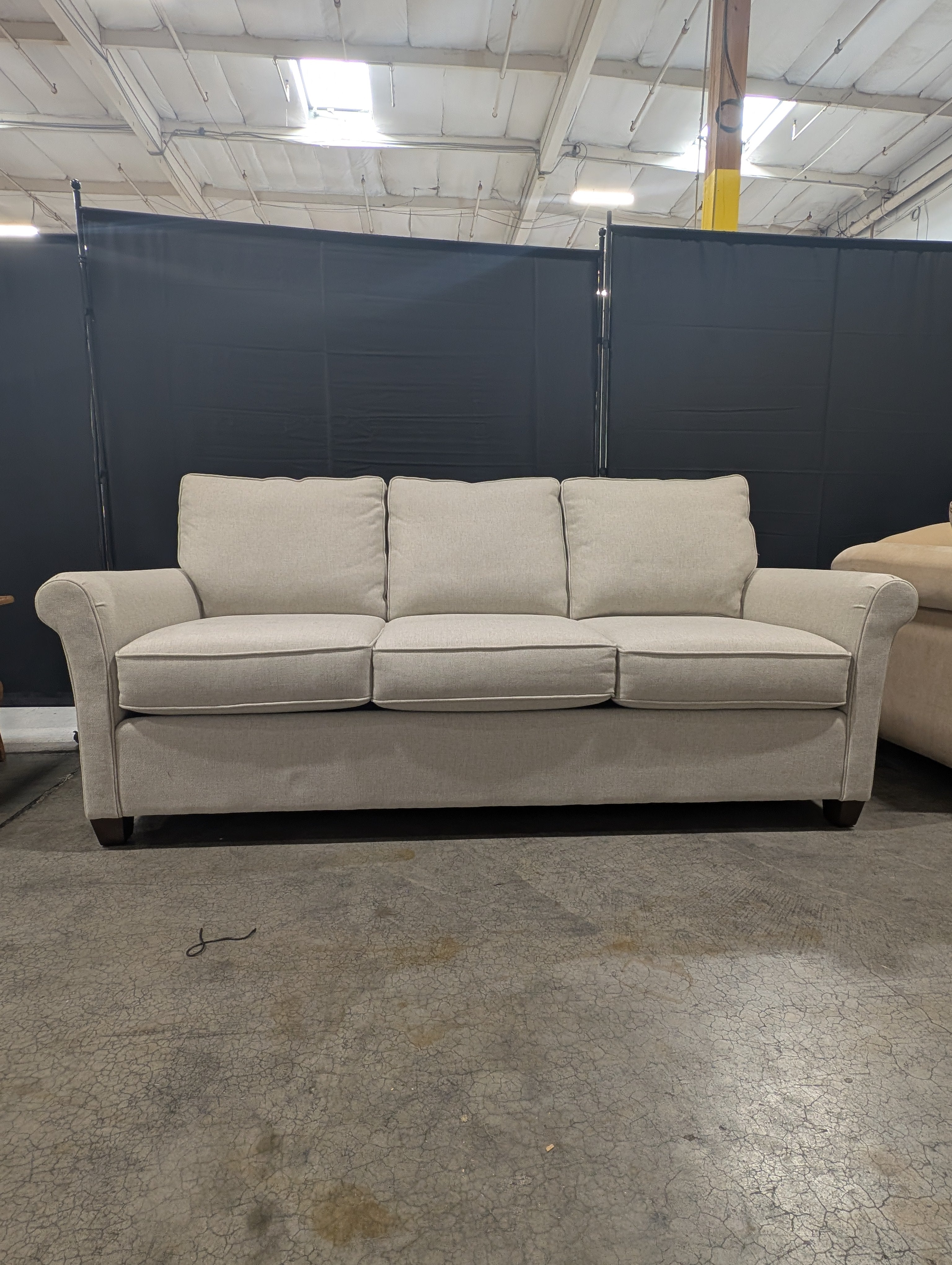 Neutral Toned Bassett Three-Seater Fabric Sofa