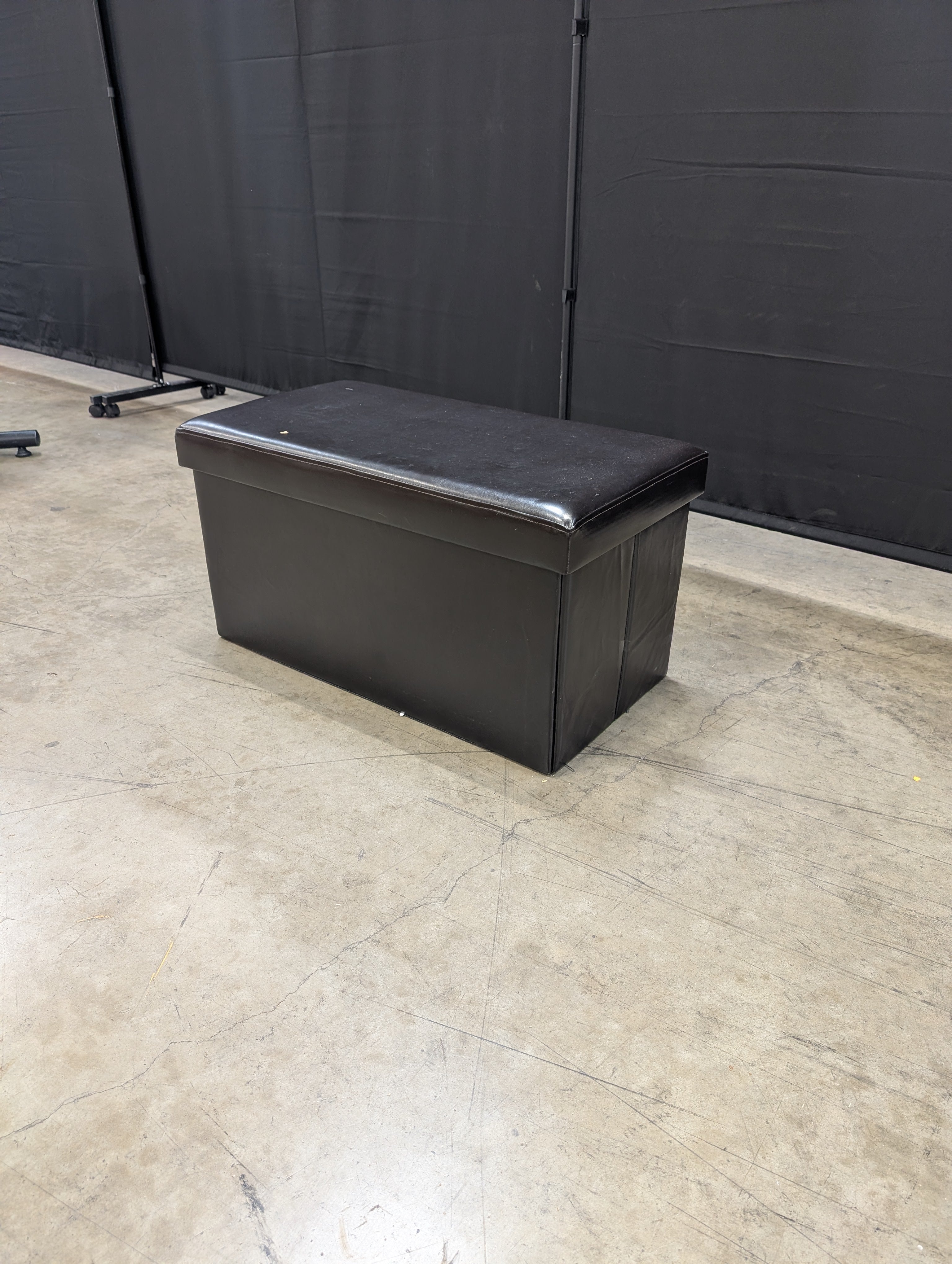 Dark Brown Faux Leather Rectangular Storage Ottoman