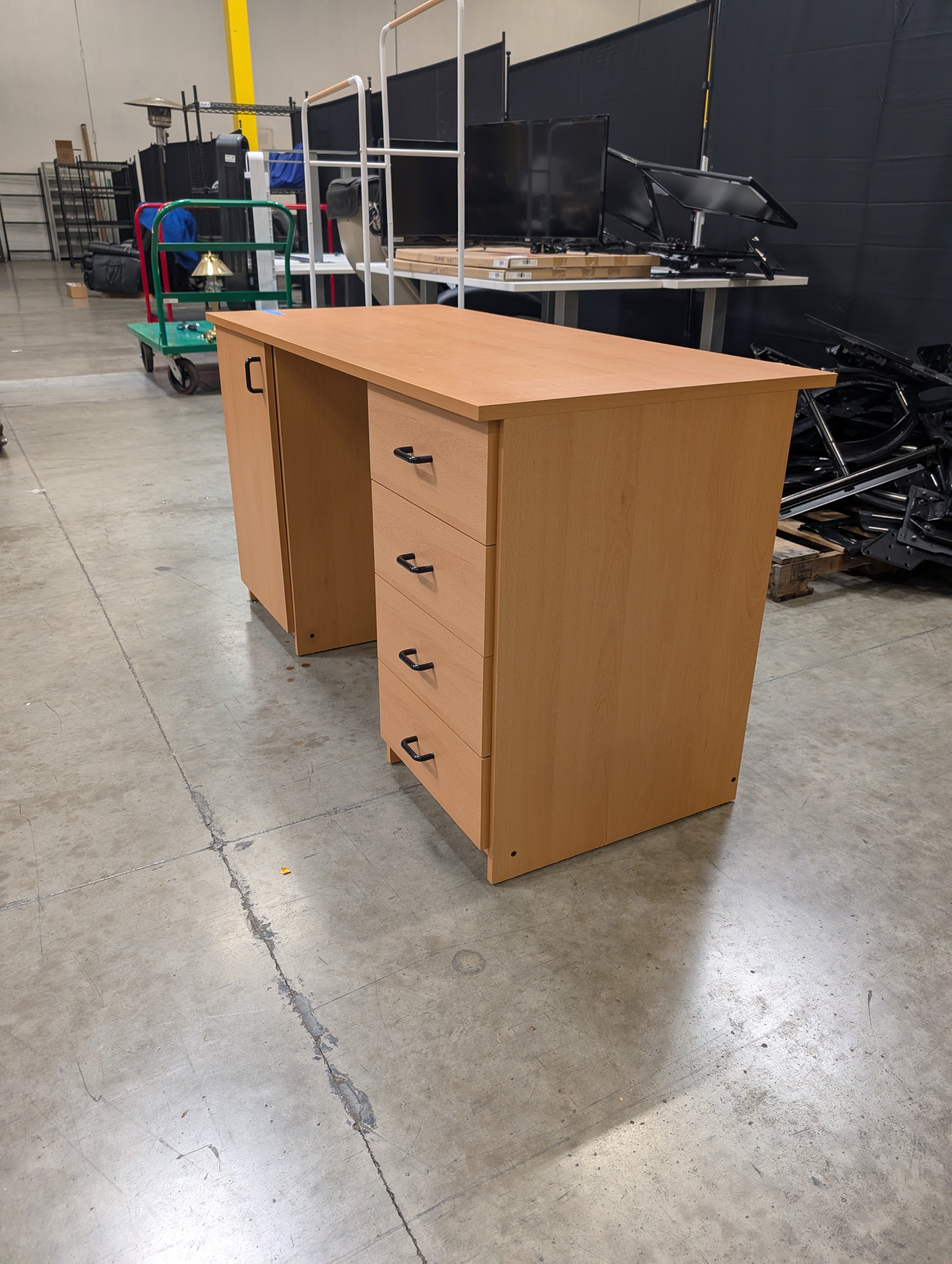 Practical Home Office Desk with Cabinet and Four Drawers