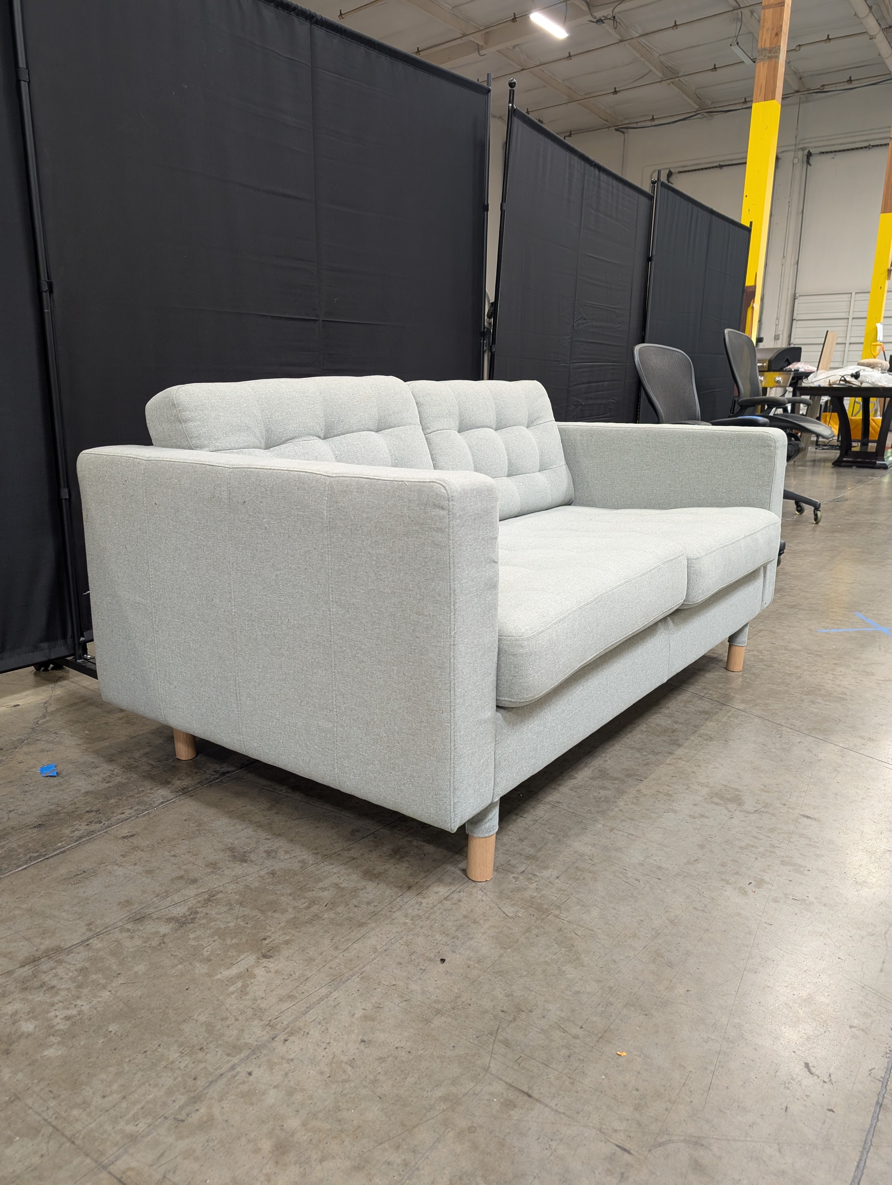 Light Green Tufted Fabric Loveseat