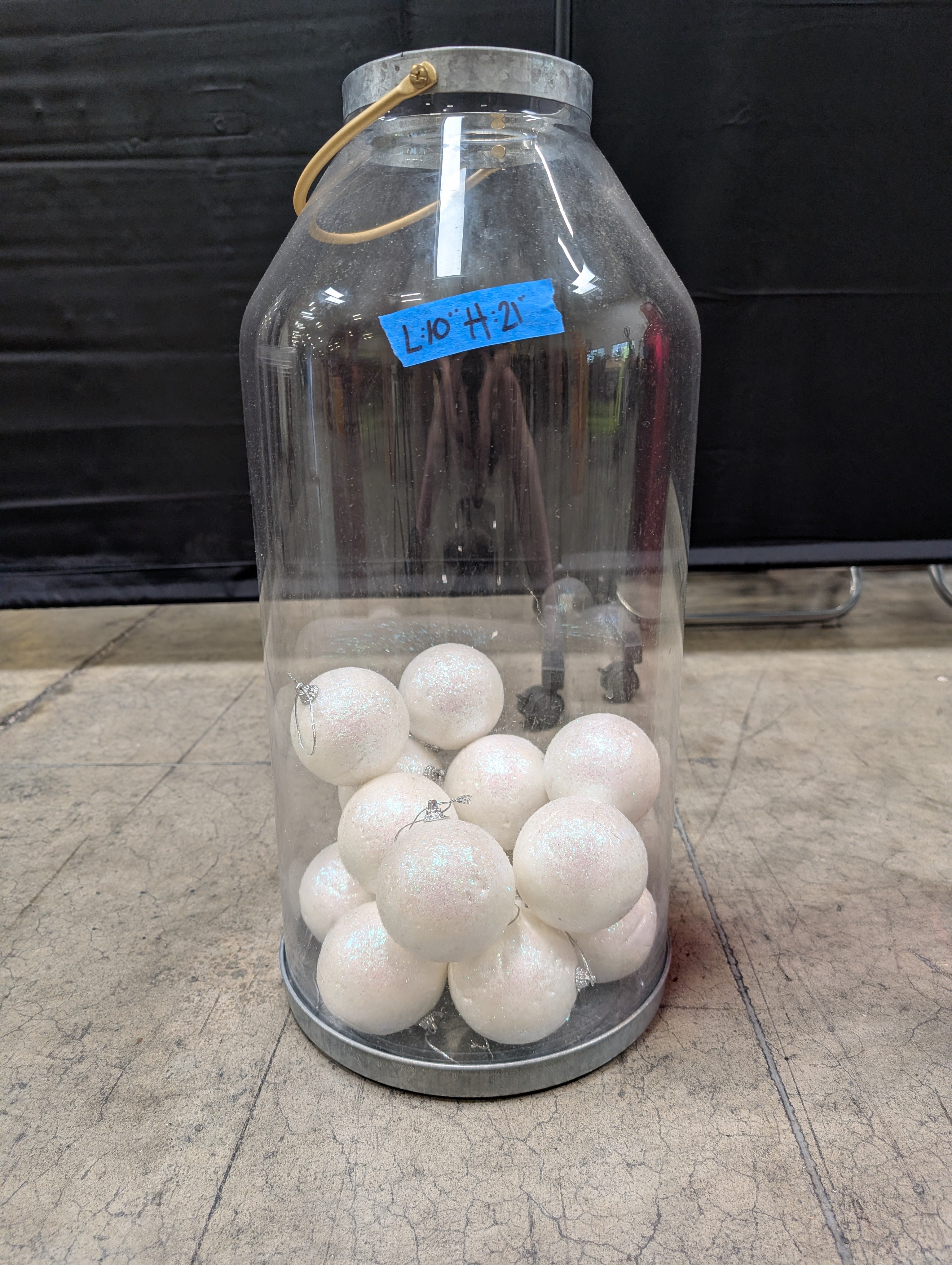 Clear Glass Decorative Vase with Metal Trim