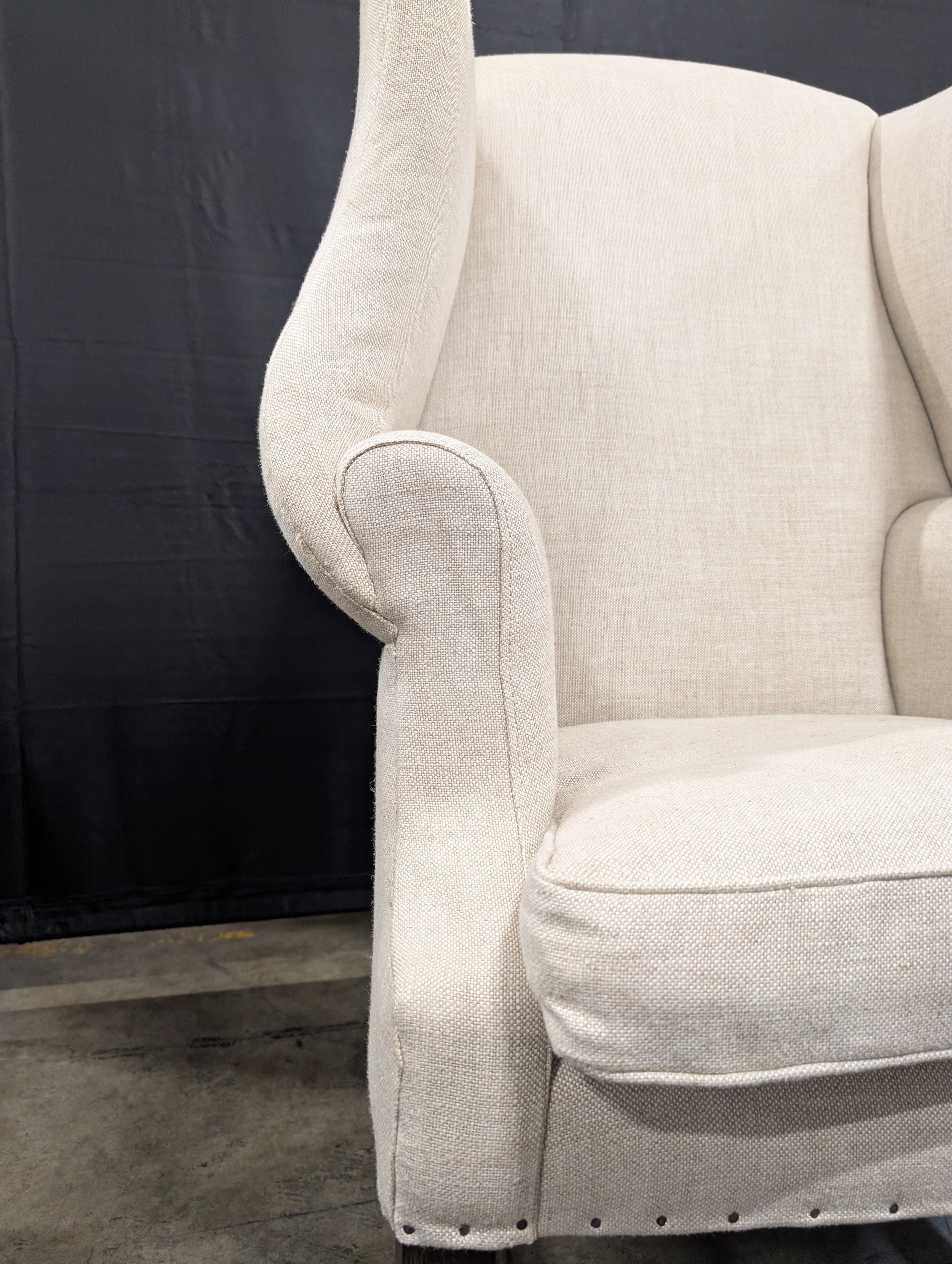 Neutral Upholstered High-Back Armchair