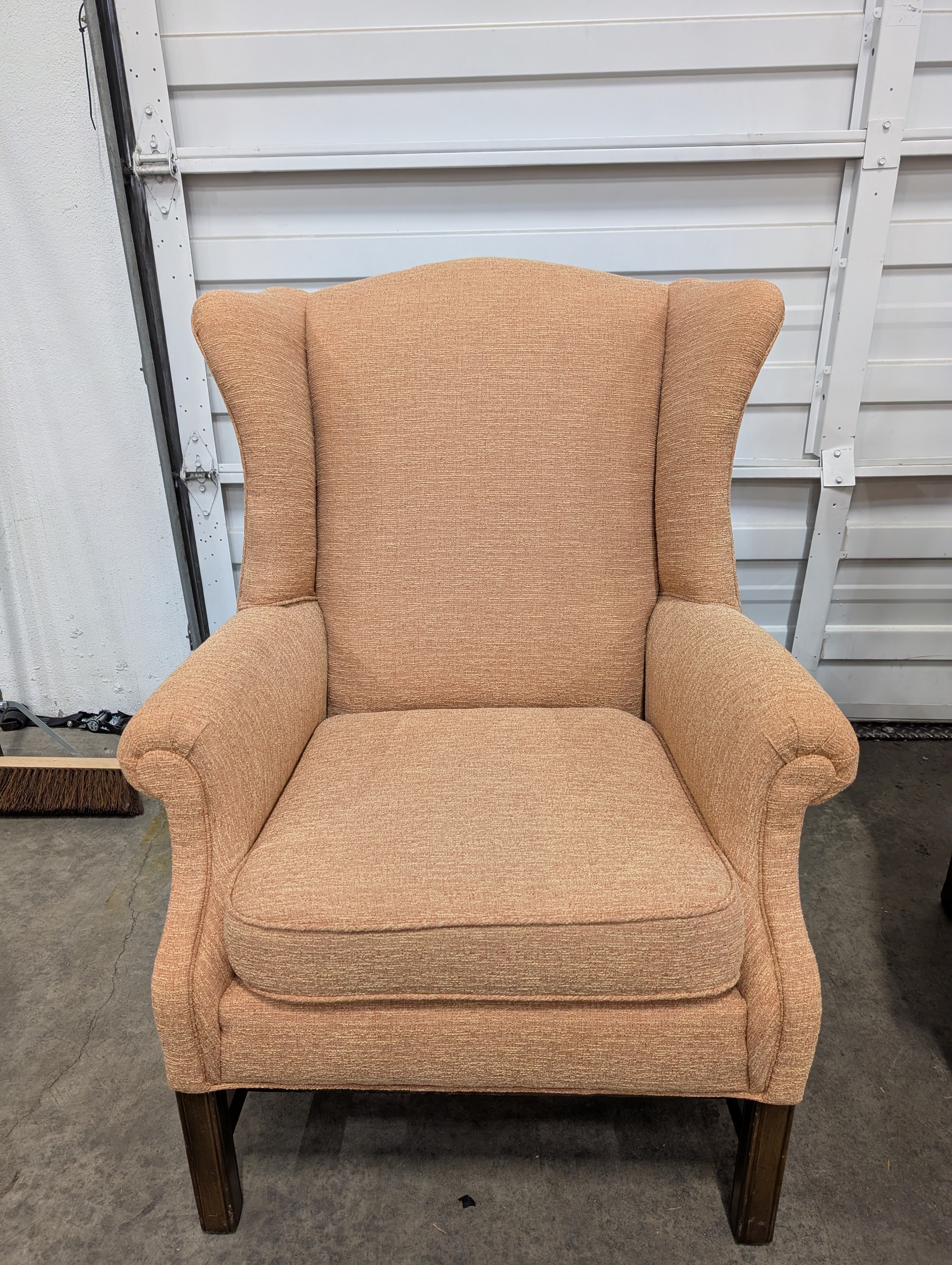 Classic Brown Wood Wingback Chair