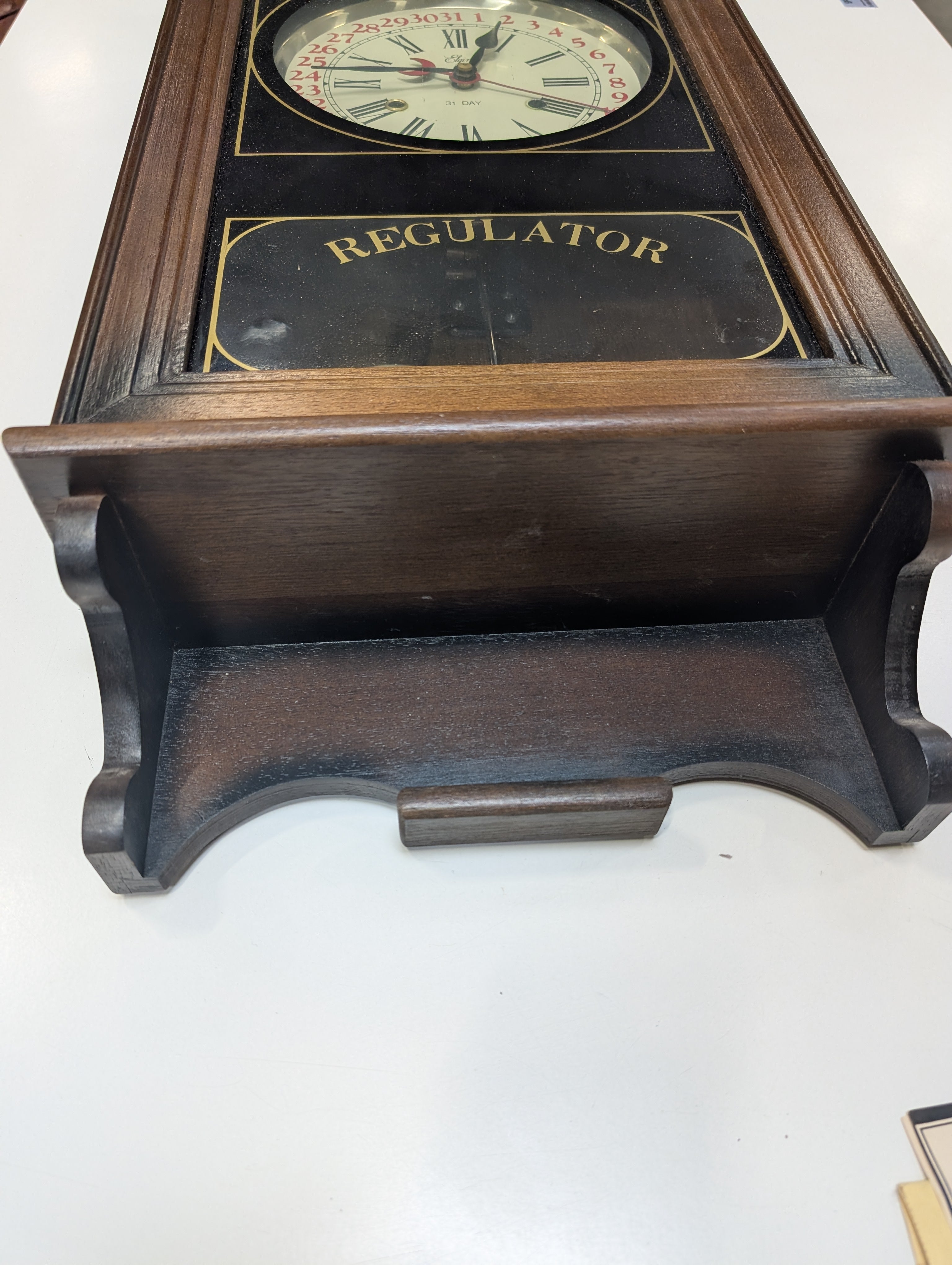 Classic Wooden Regulator Wall Clock with Calendar Dial