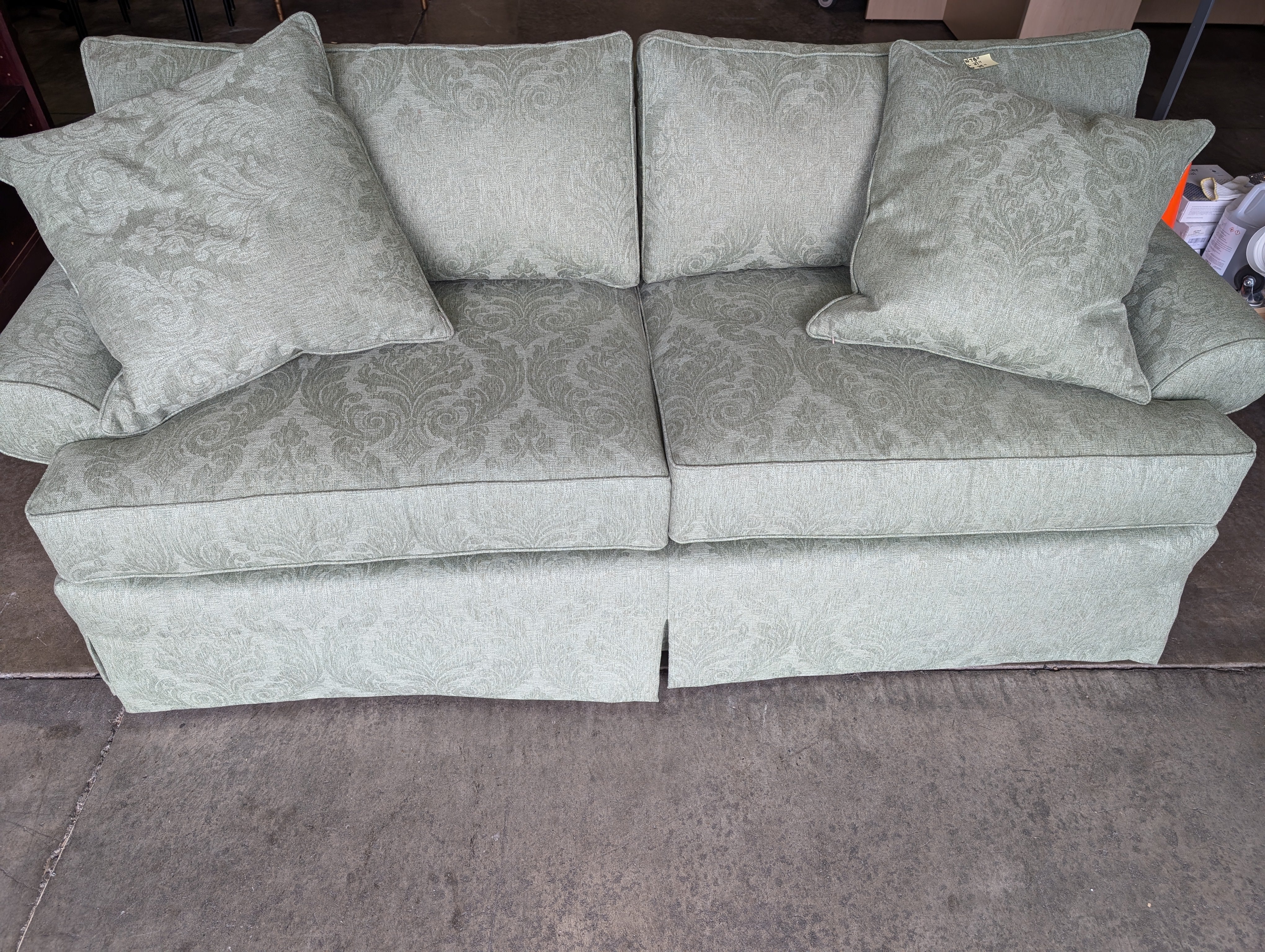 Ethan Allen Sage Green Textured Fabric Sectional Sofa Component