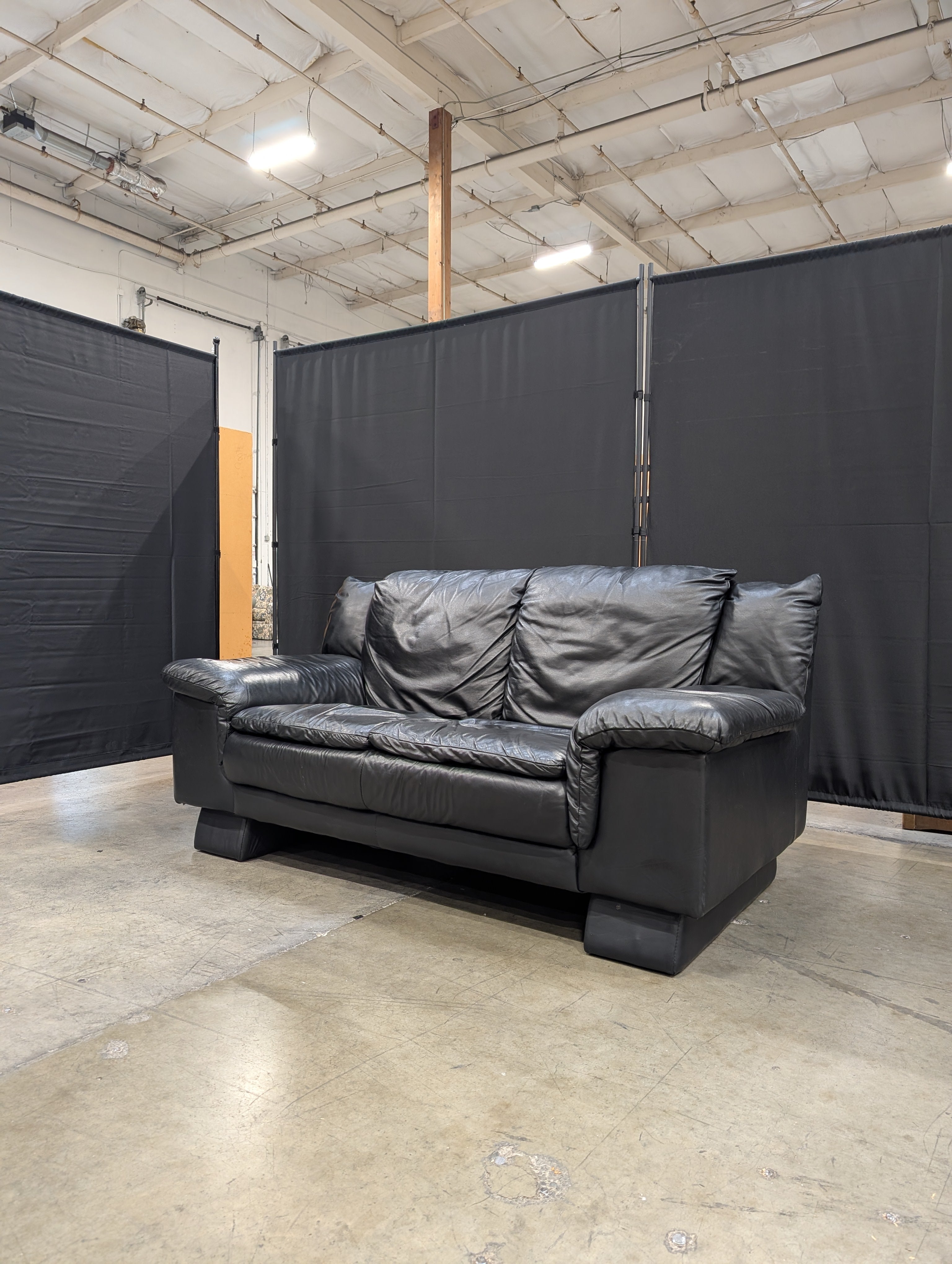 Black Faux Leather Loveseat