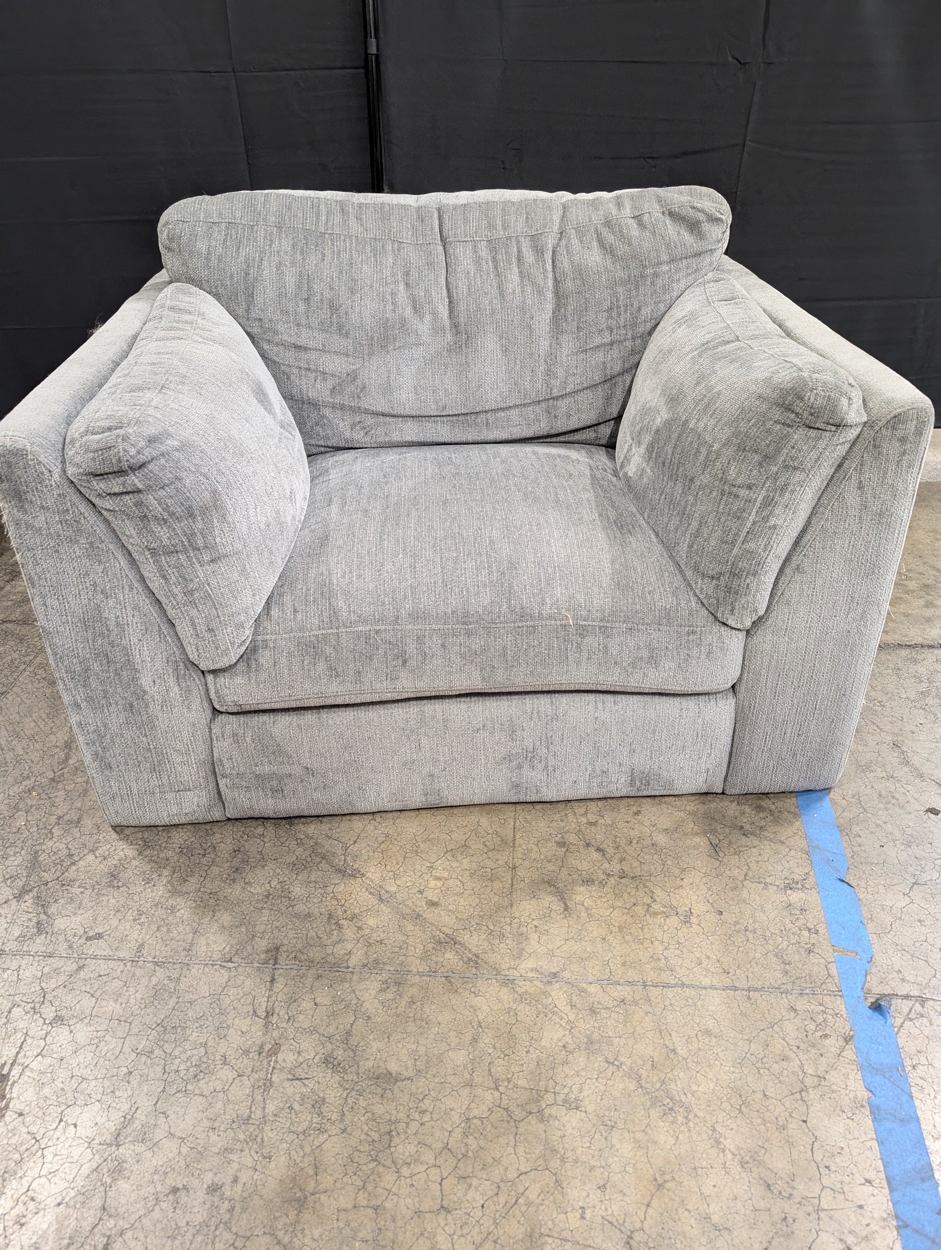 Contemporary Grey Fabric Accent Chair with Bolster Pillow