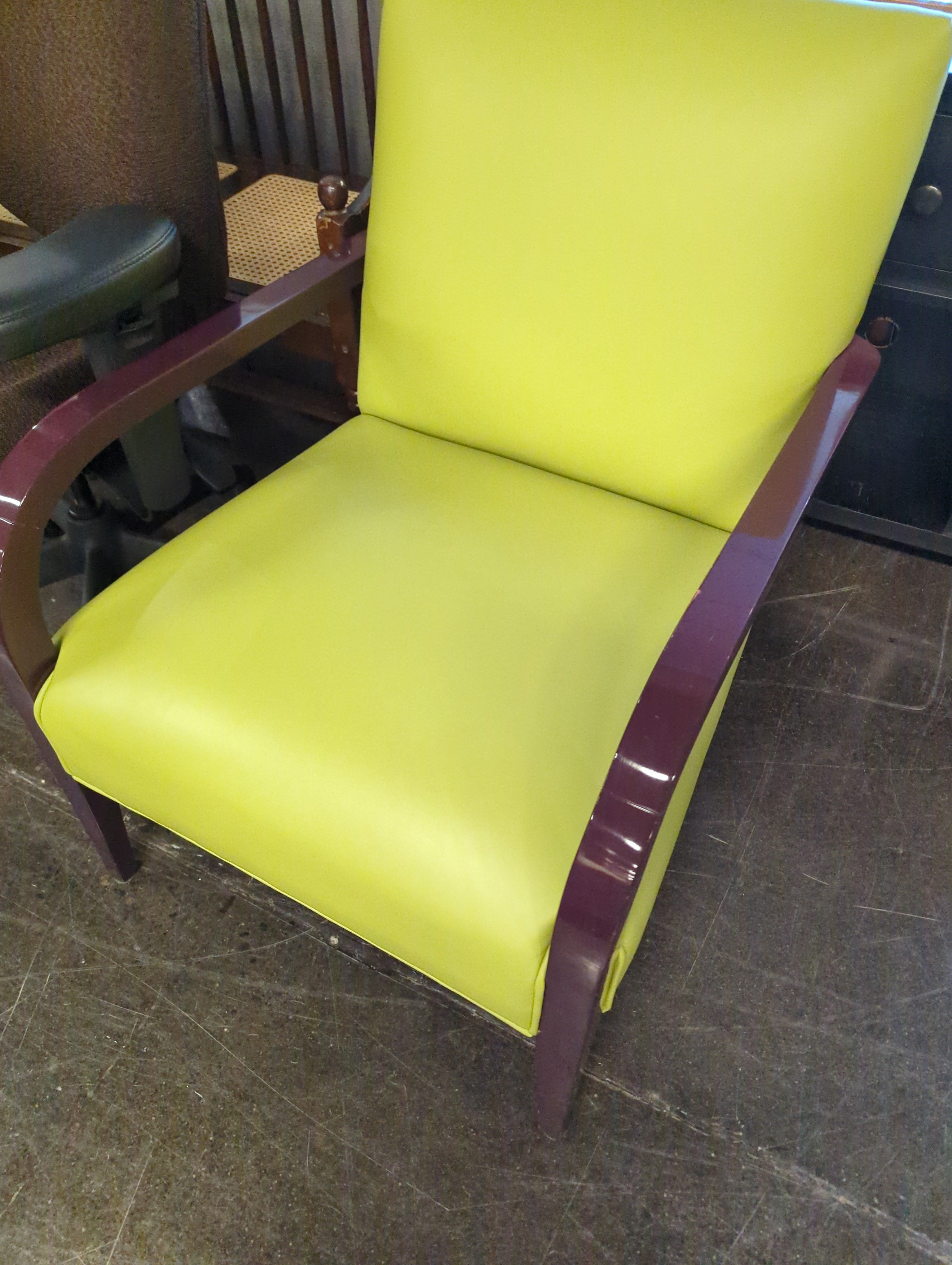 Swaim Green Leather Accent Chair