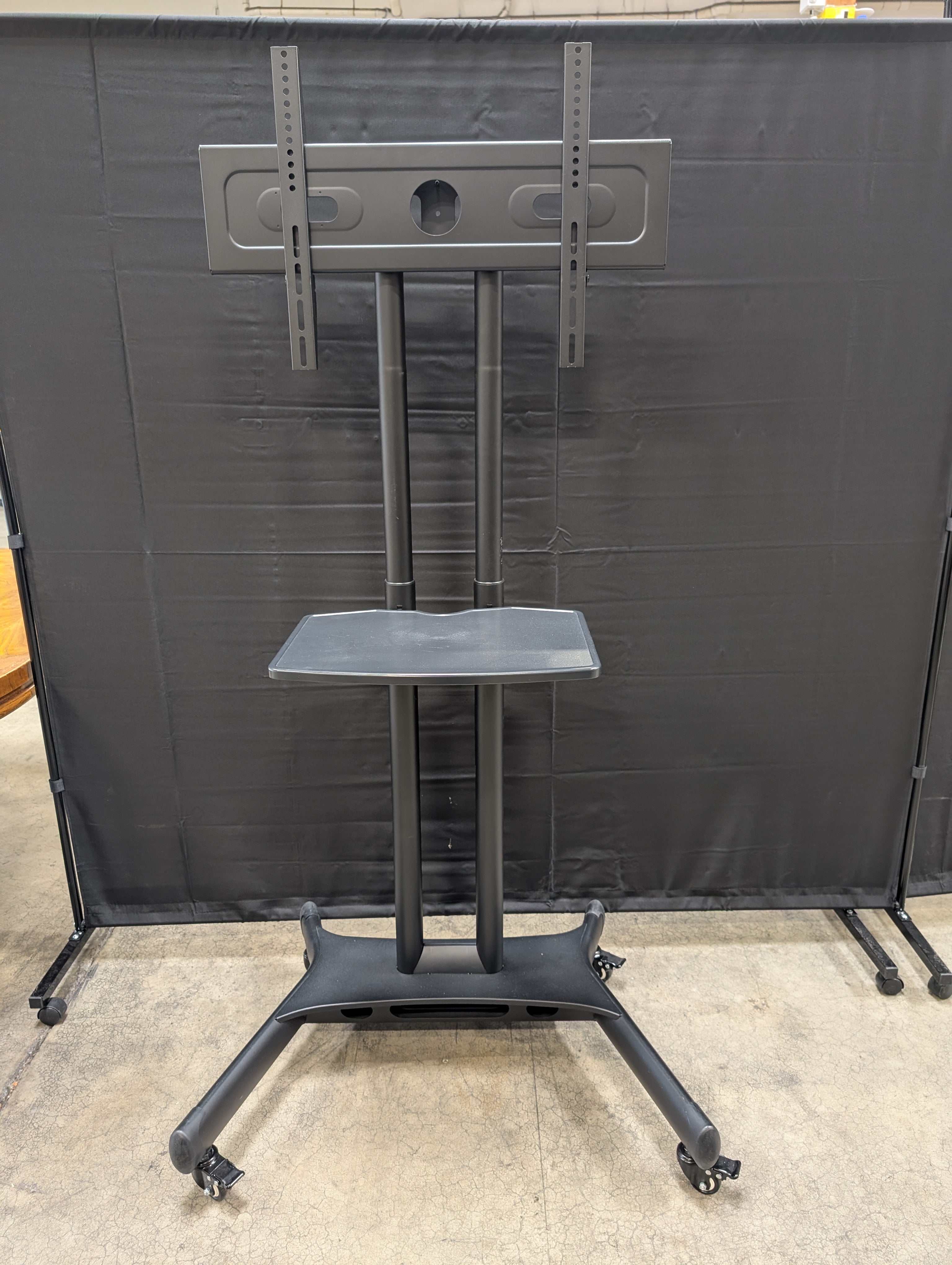 Adjustable Rolling TV Display Stand with Media Shelf