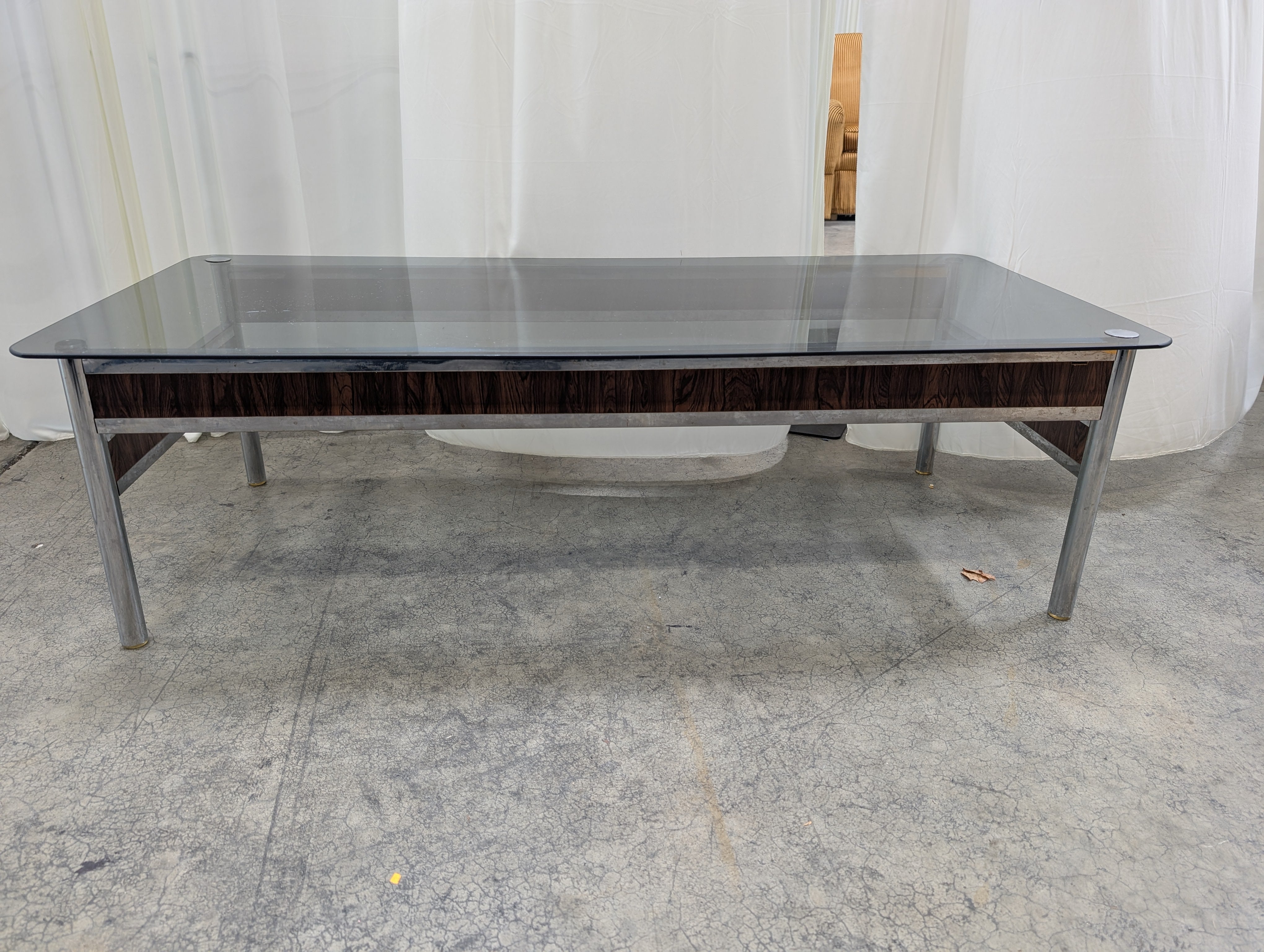 Rectangular Smoked Glass Coffee Table with Metal Legs
