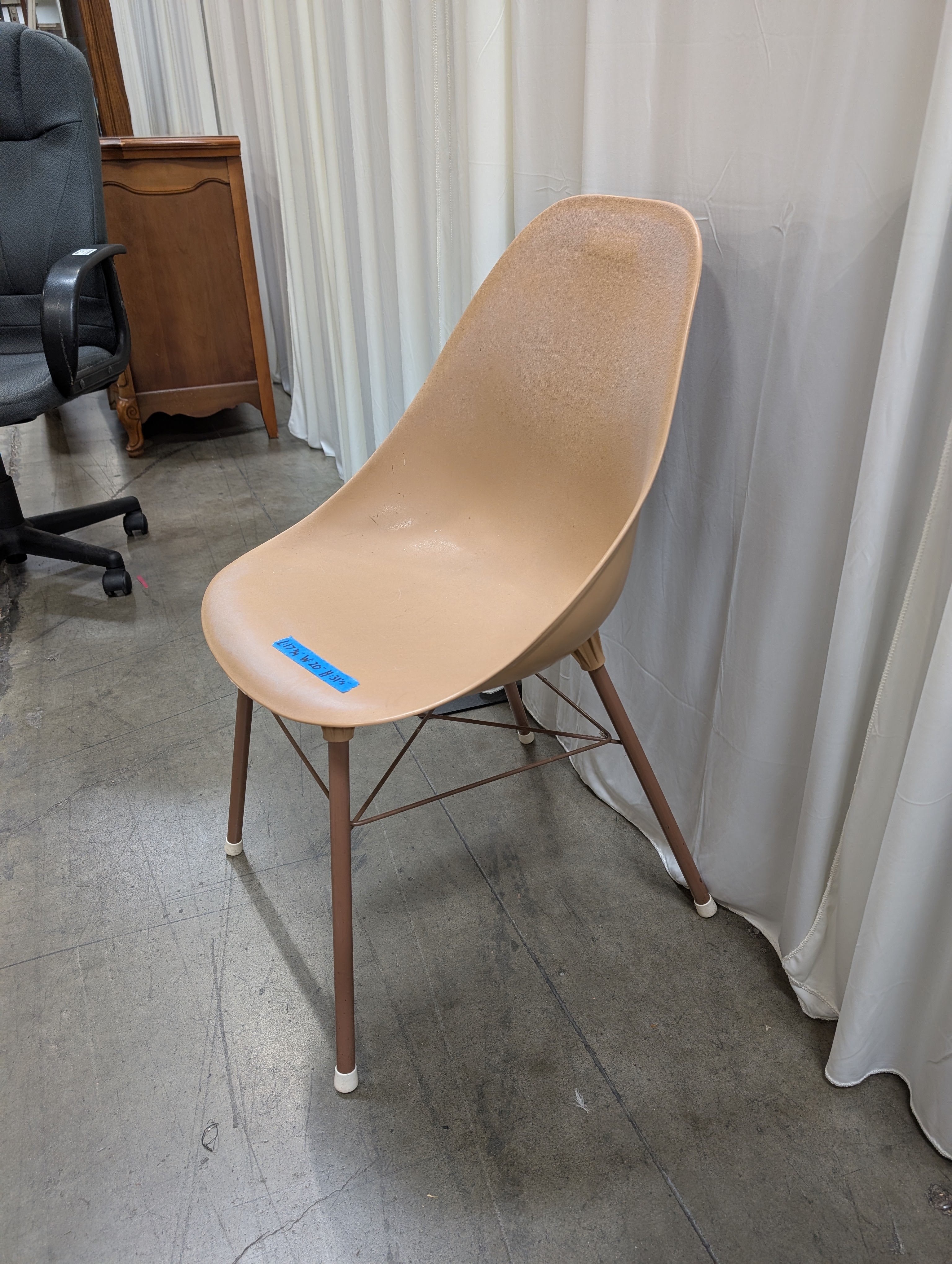 Molded Tan Shell Chair with Metal Legs