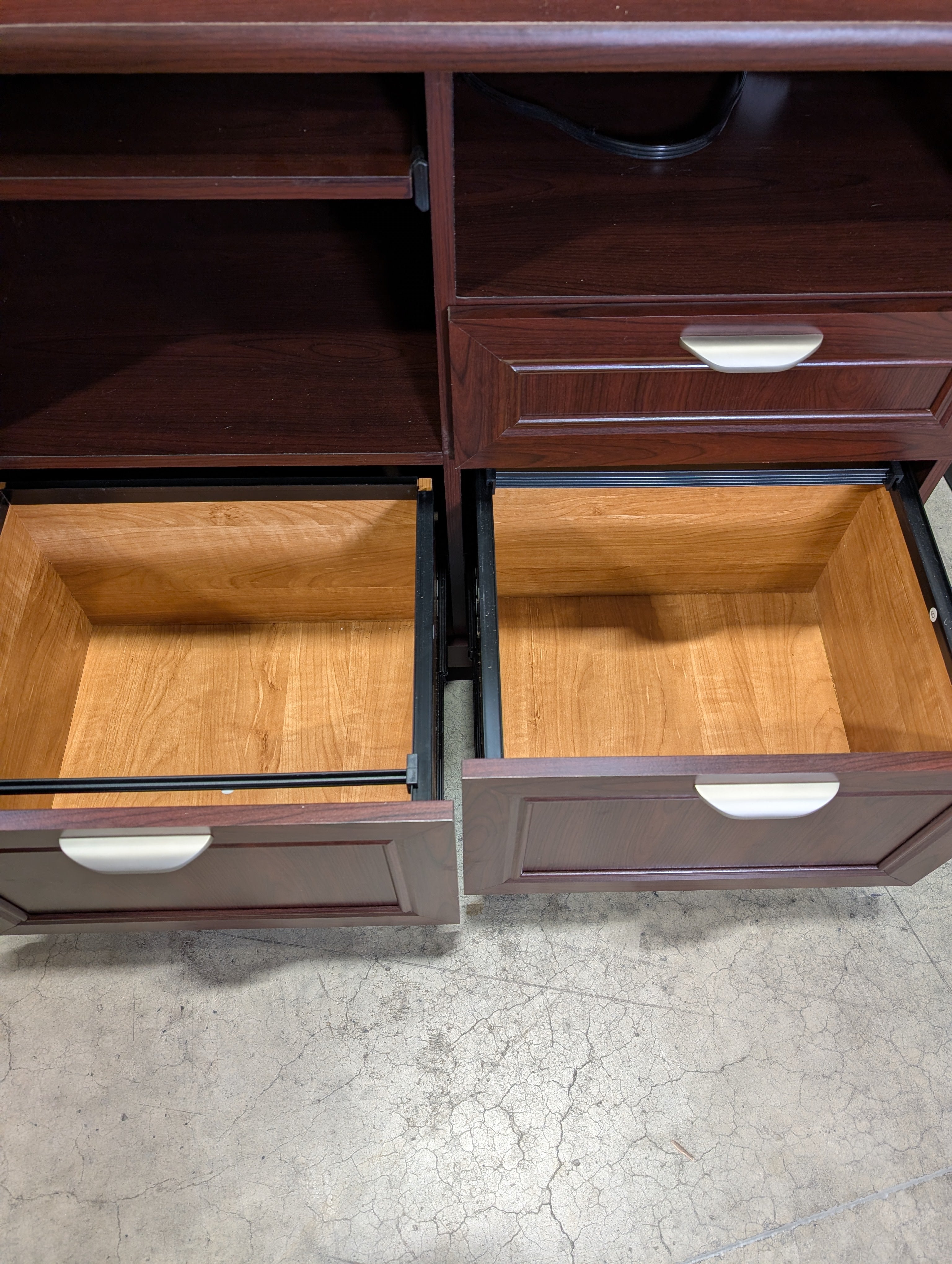 Compact Dark Cherry Finish Desk with USB