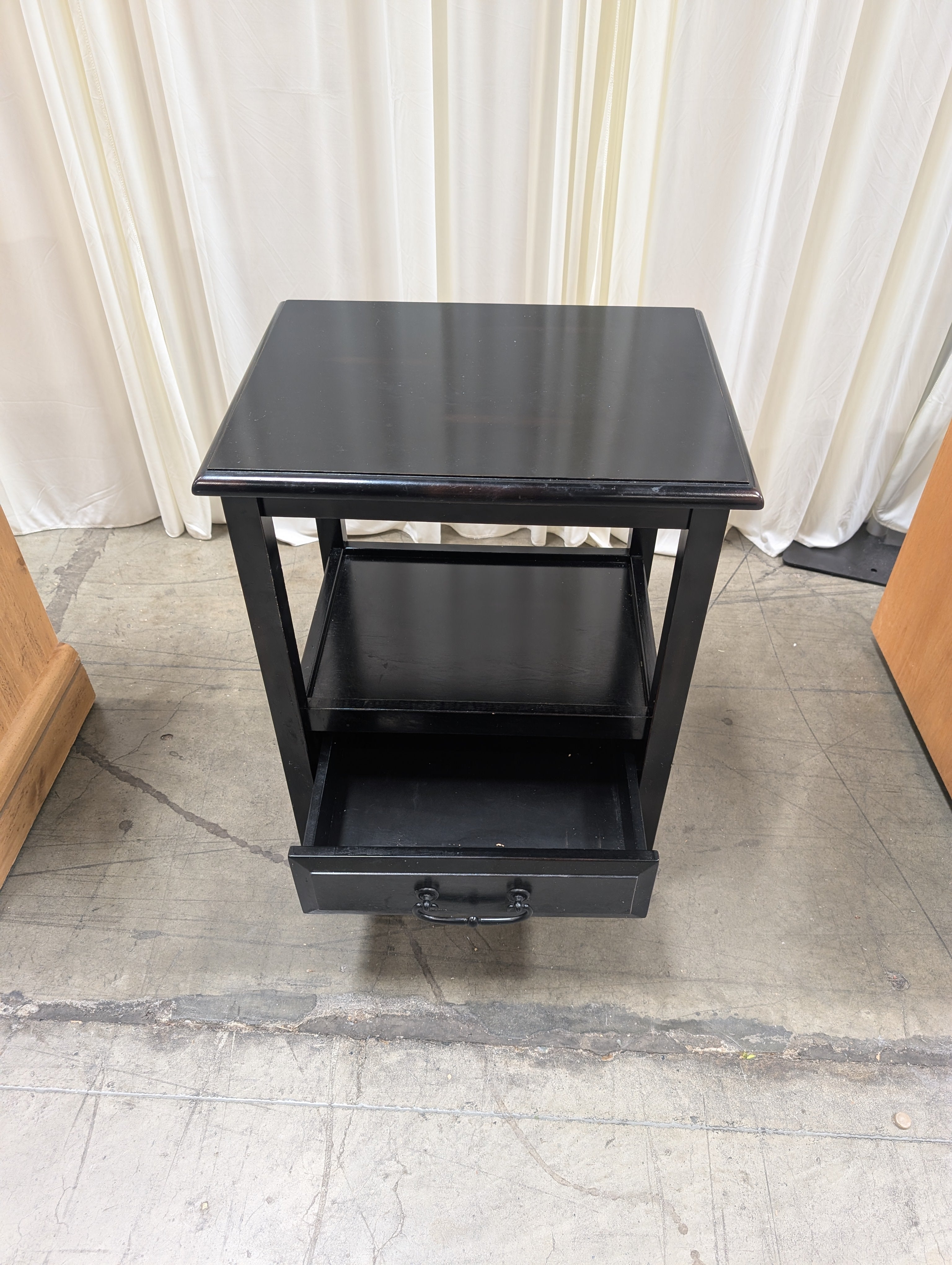 Dark Brown Wooden End Table with Lower Shelf