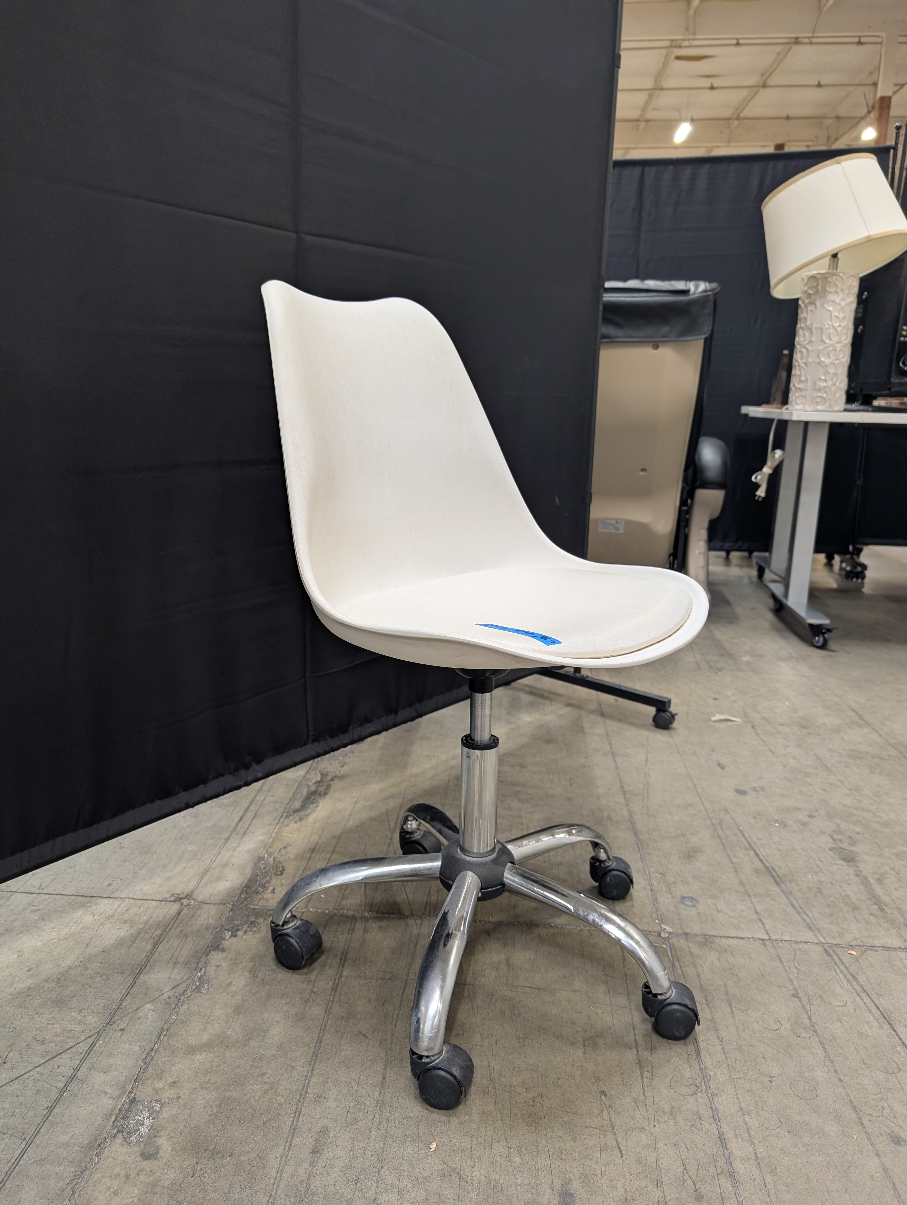 Modern White Swivel Desk Chair with Chrome Base