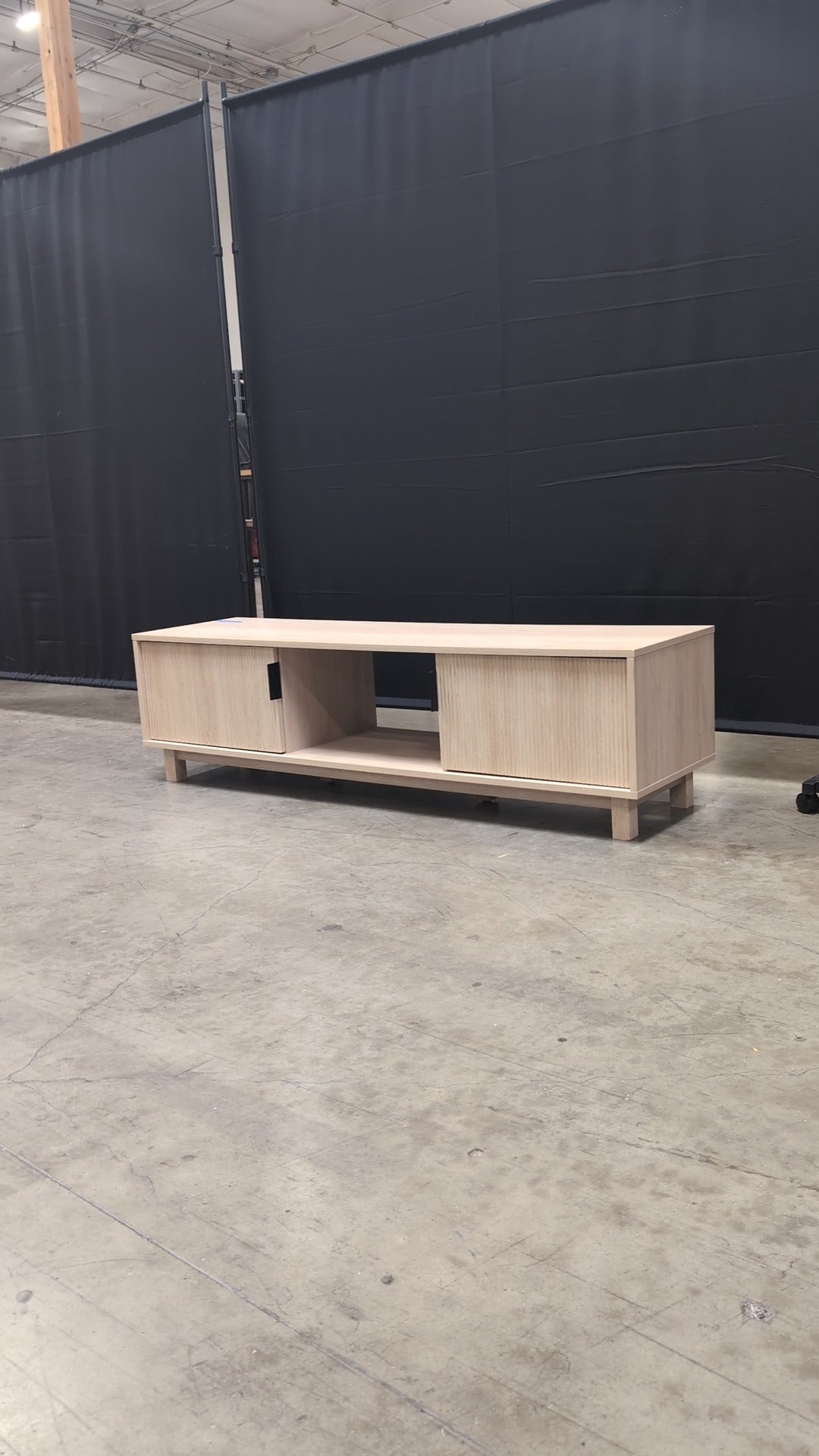 Modern Light Wood Media Console with Storage