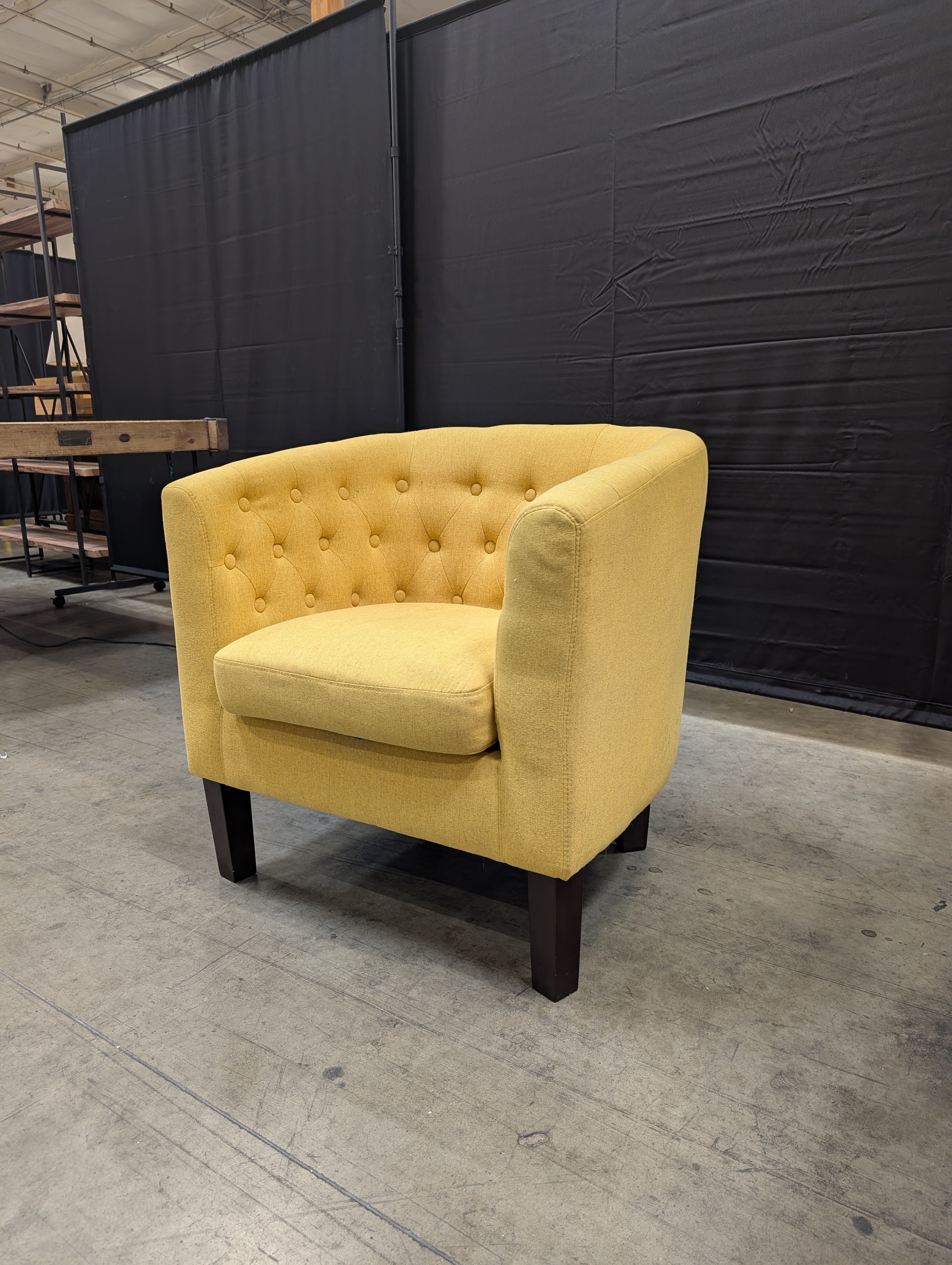 Vibrant Yellow Tufted Upholstered Accent Chair