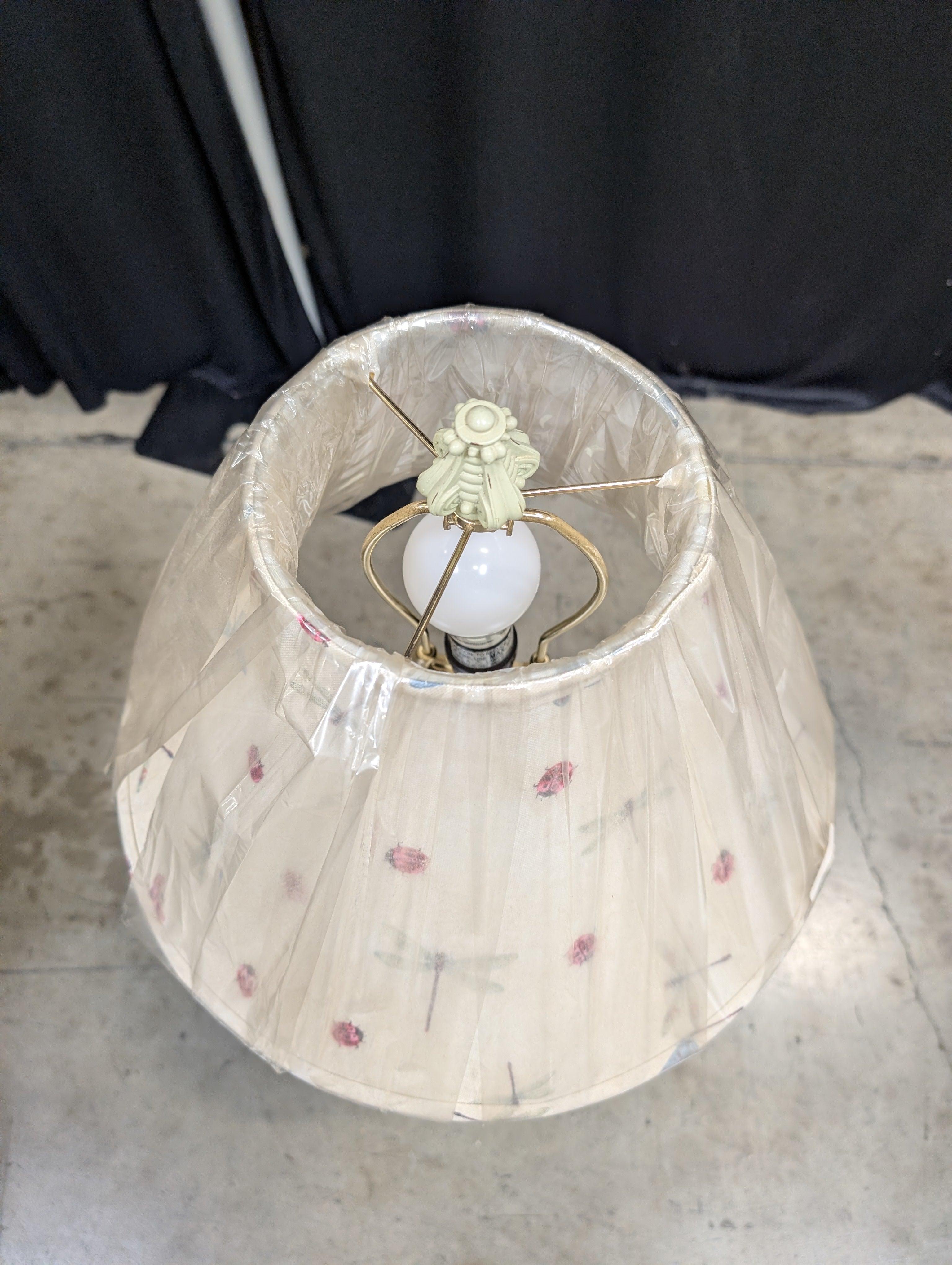 Spiral Wood Table Lamp with Patterned Shade