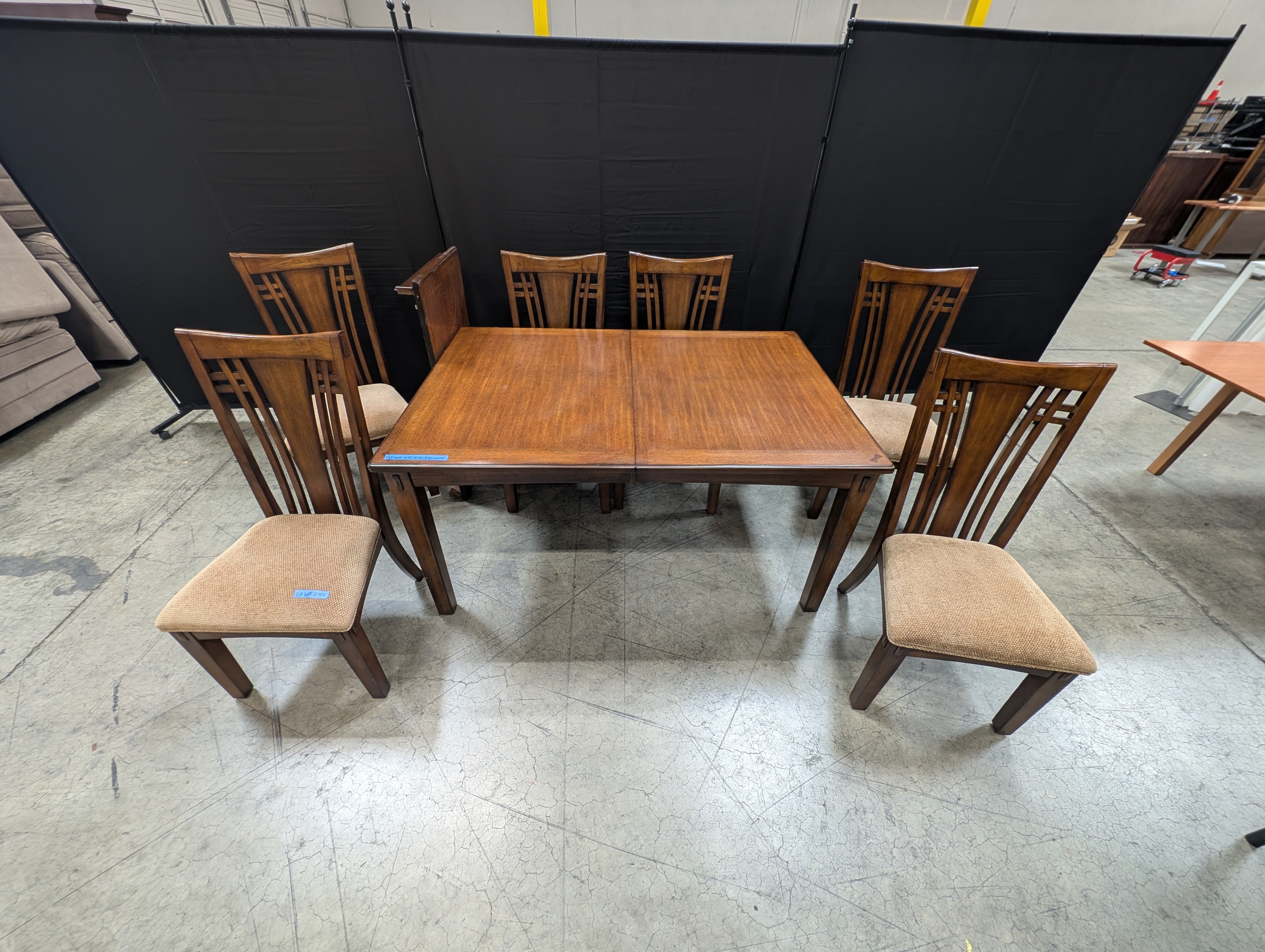 Rectangular Wood Dining Table and Six Chairs in Dark Stain Dining Set