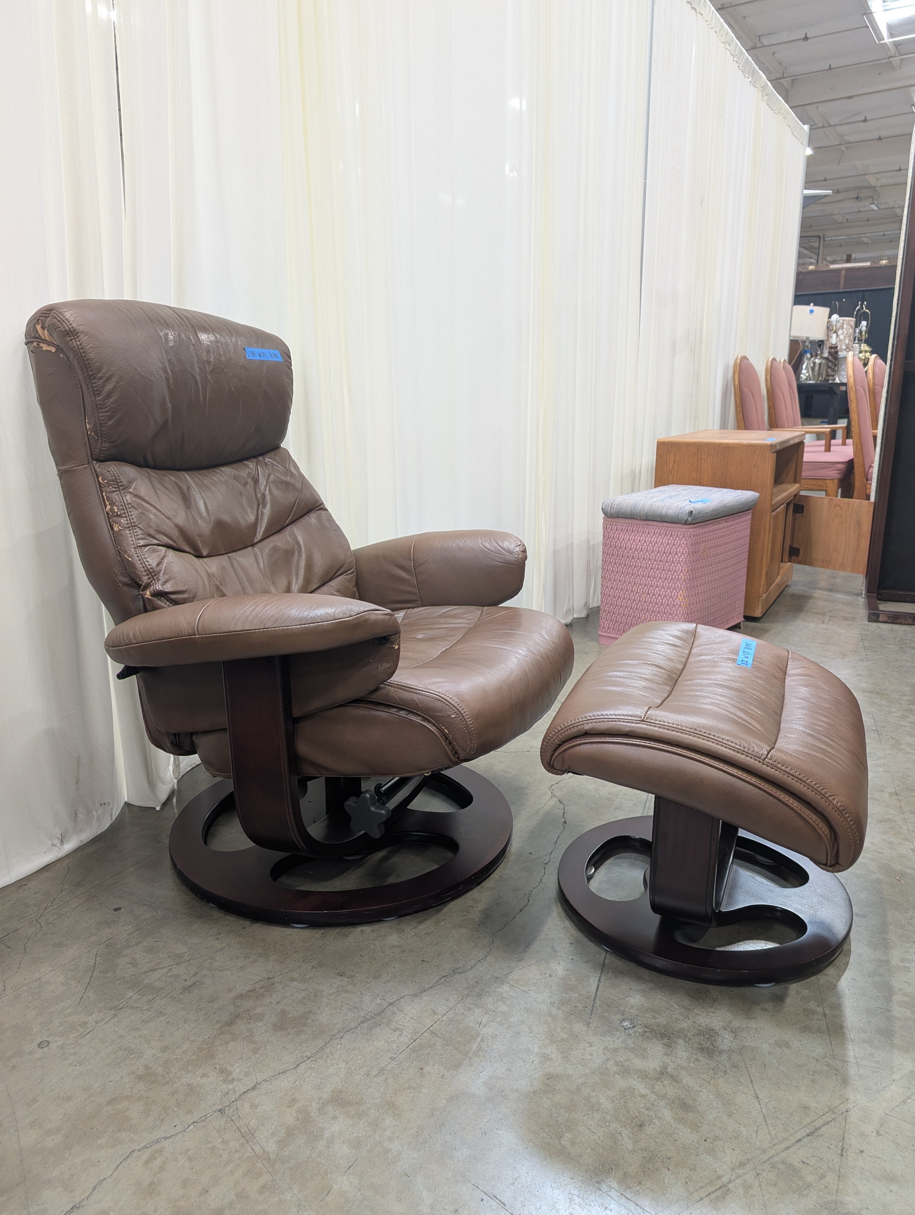 Chocolate Brown Leather Recliner with Padded Arms