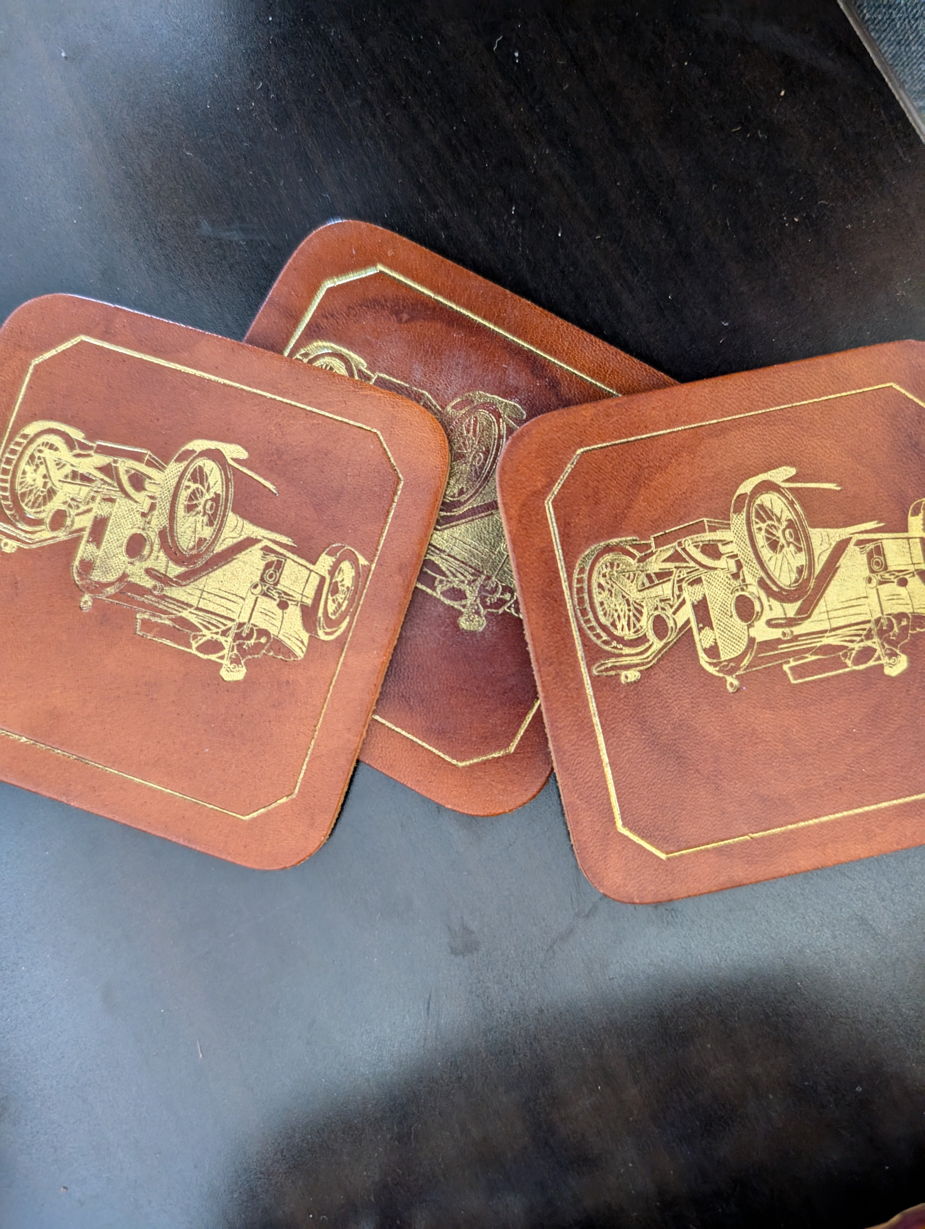 Assorted Vintage Style Coasters with Woven Storage Basket