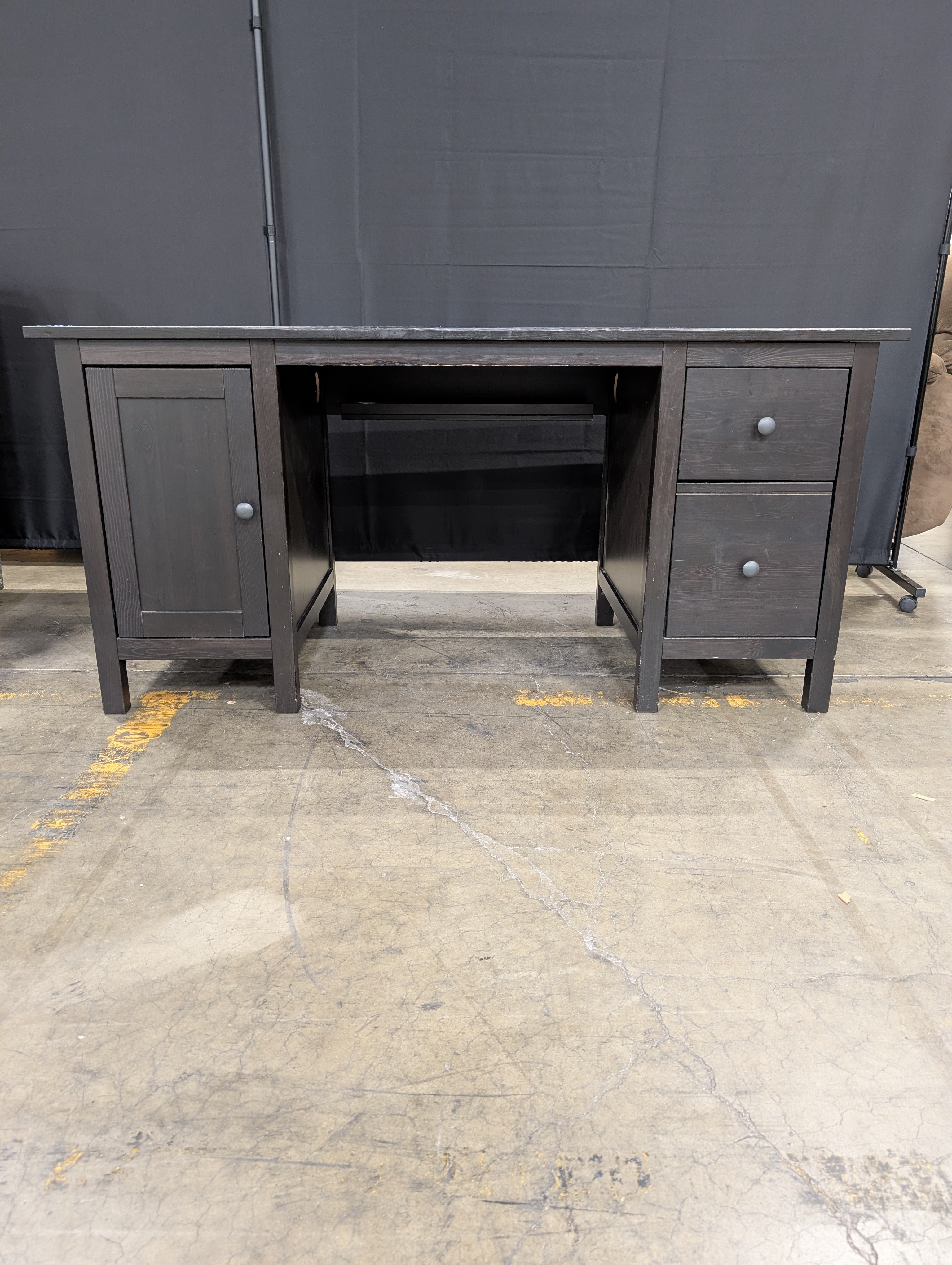 Dark Brown Home Office Desk with Storage Drawers and Cabinet