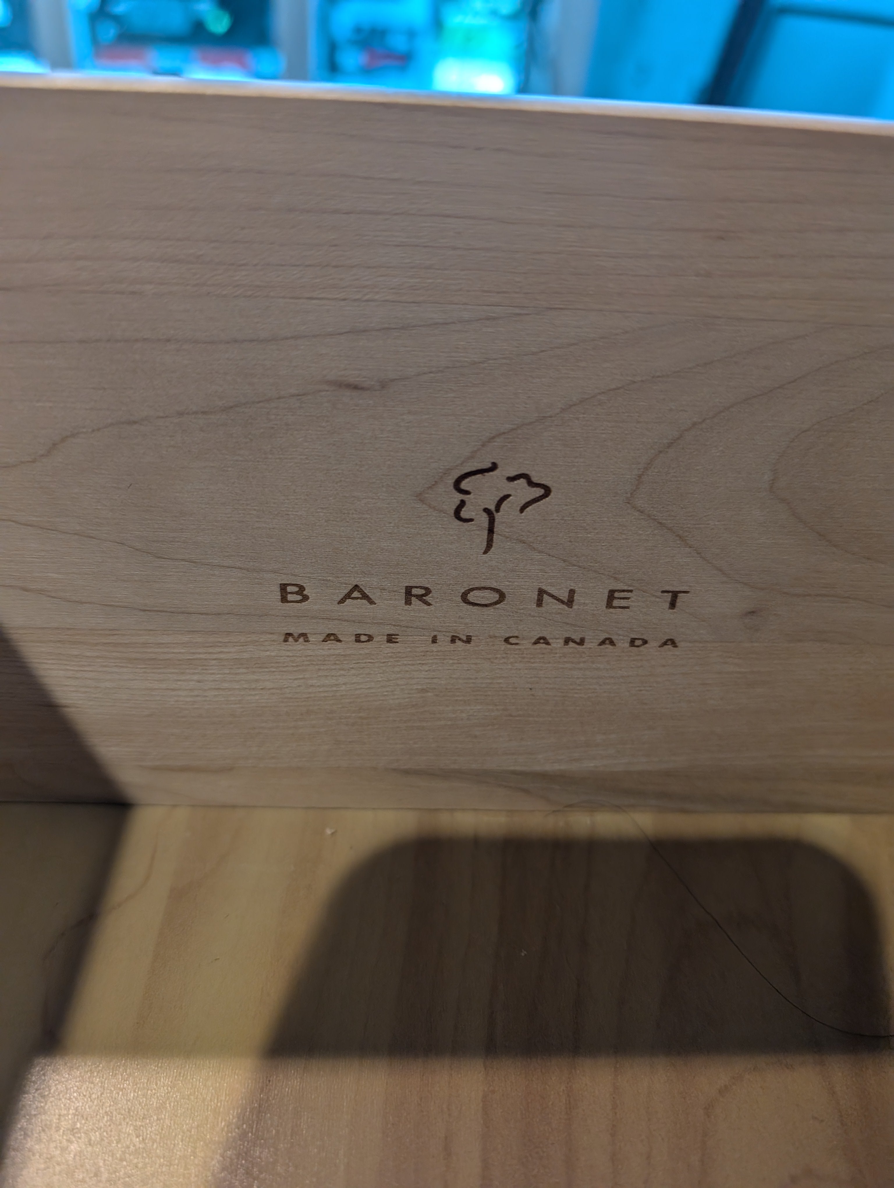 Light Wood Six-Drawer Dresser with Matching Mirror and Dark Top