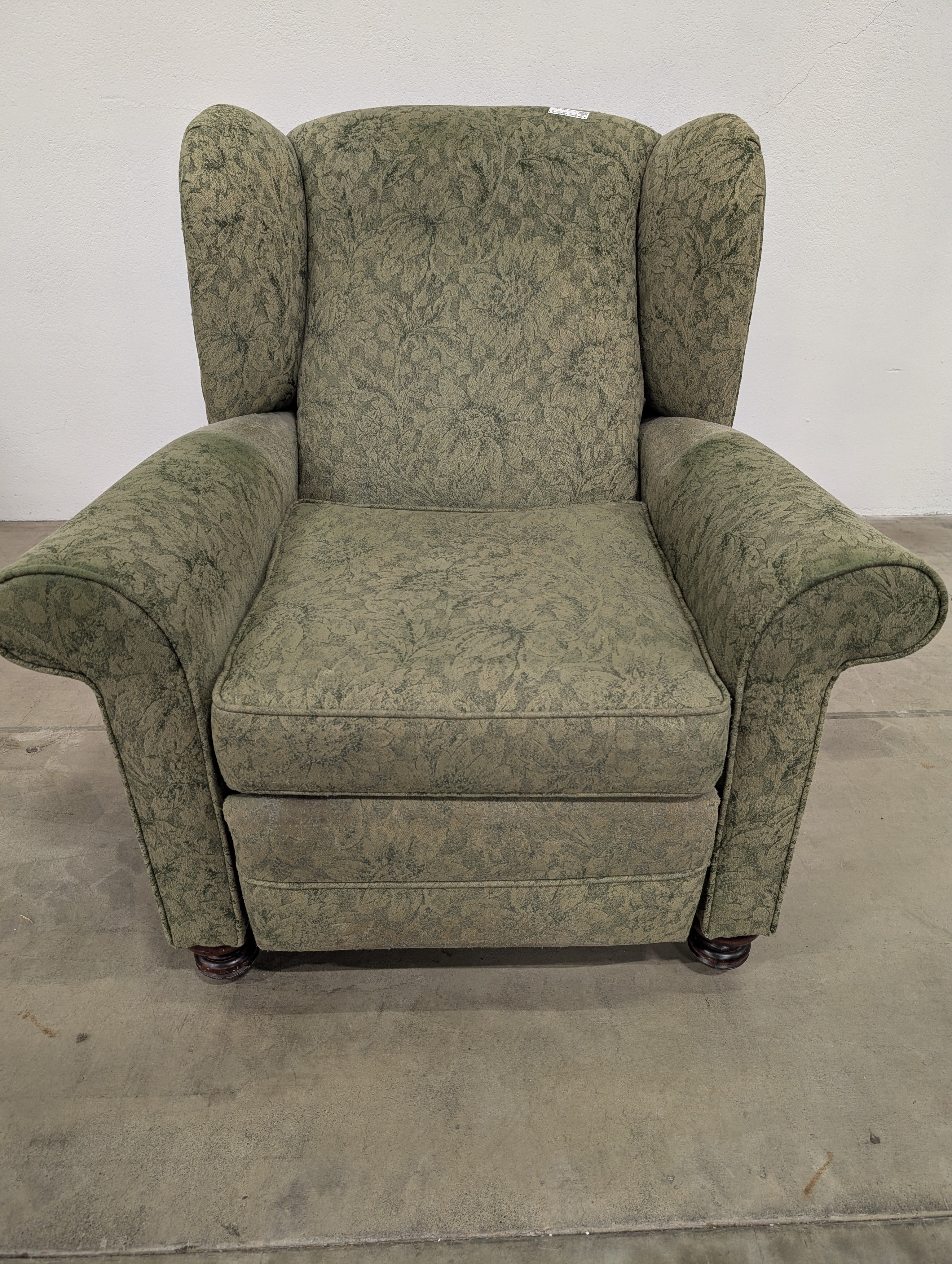 Upholstered Wingback Recliner Chair with Botanical Leaf Pattern