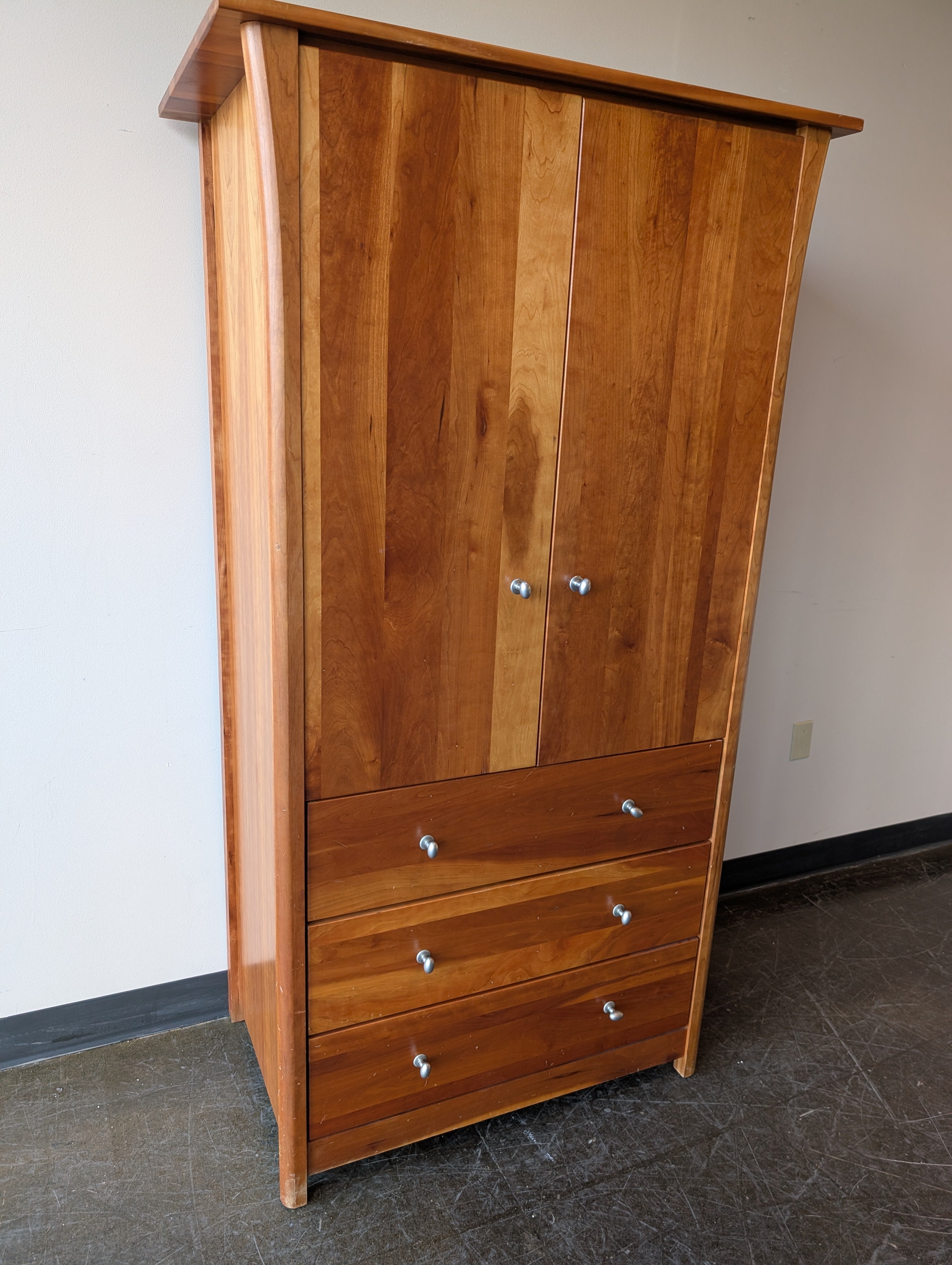 Wood Castle Company Mid-Century Modern Style Solid Wood Armoire Wardrobe with Storage Drawers