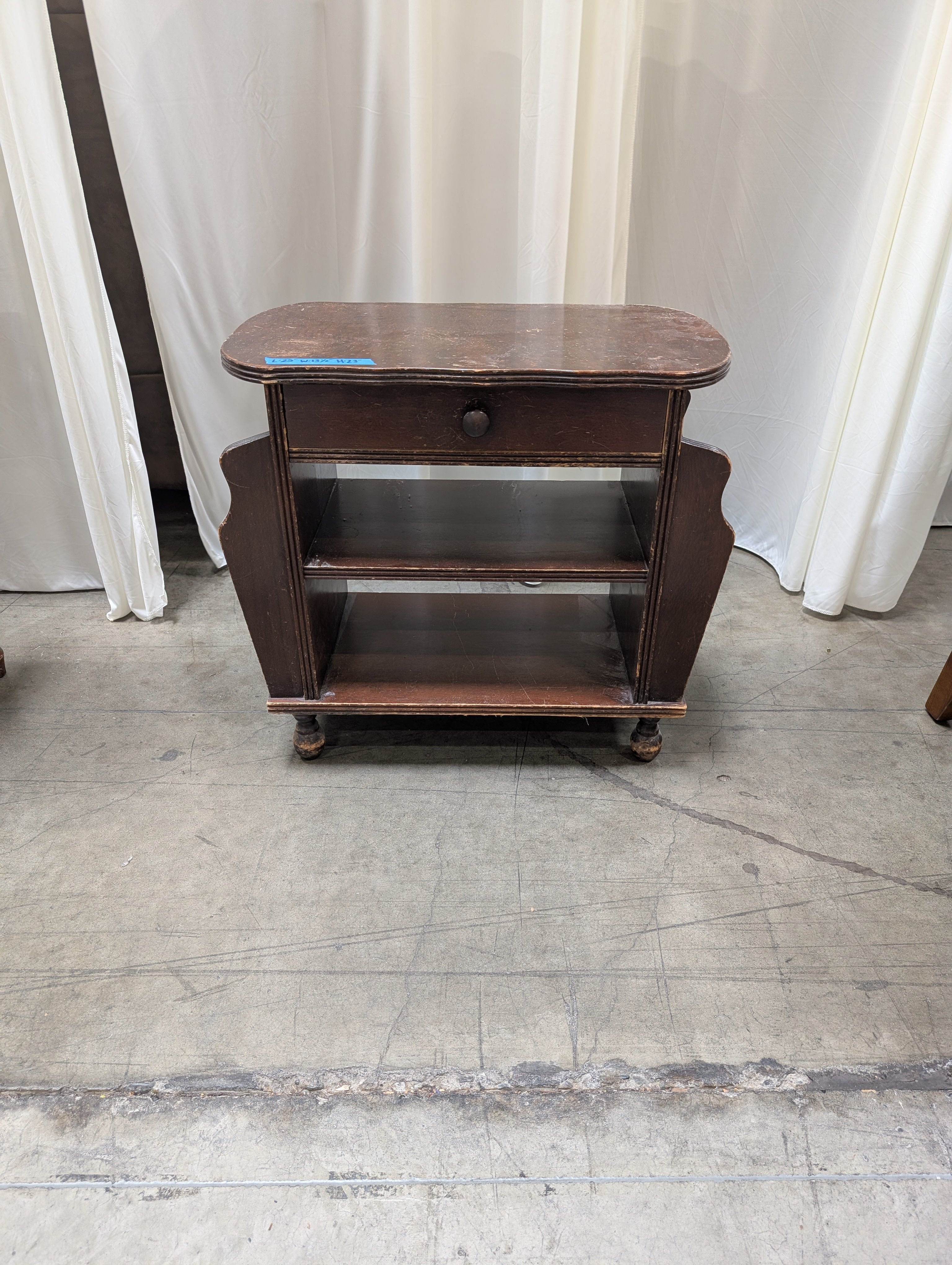 Vintage Dark Wood Nightstand with Shelves