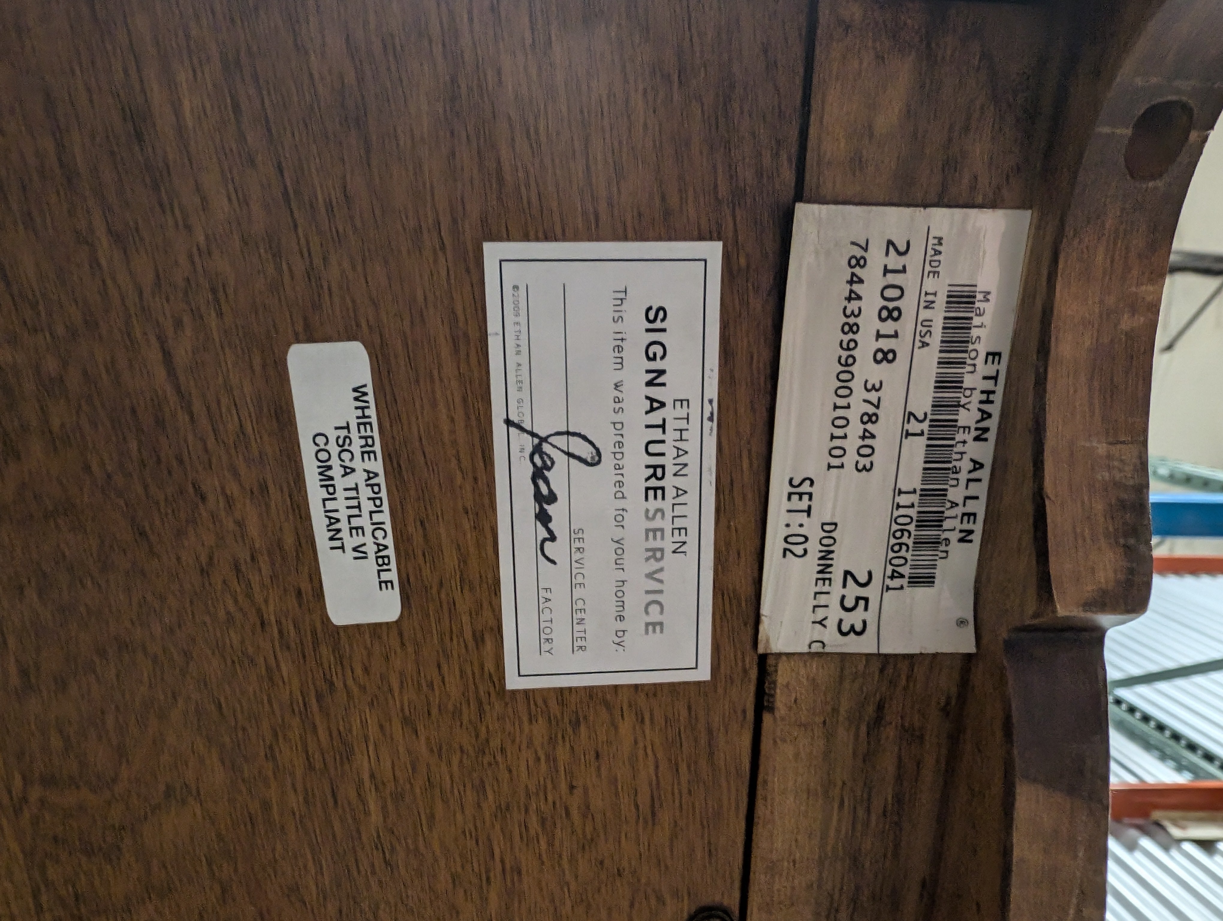 Ethan Allen Traditional Brown Wood Side Table with Storage Drawer