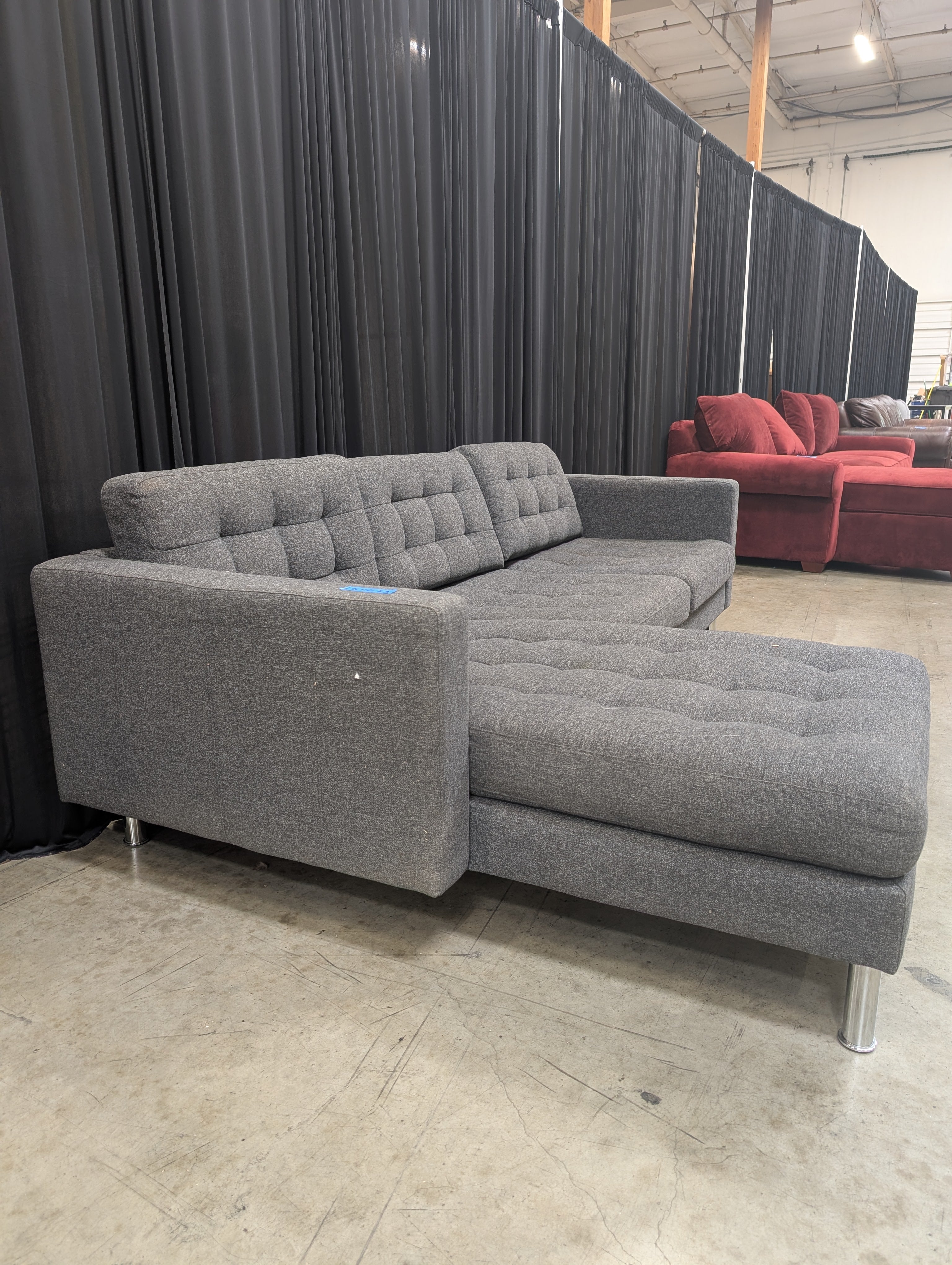 Grey Upholstered Modular Sectional Couch
