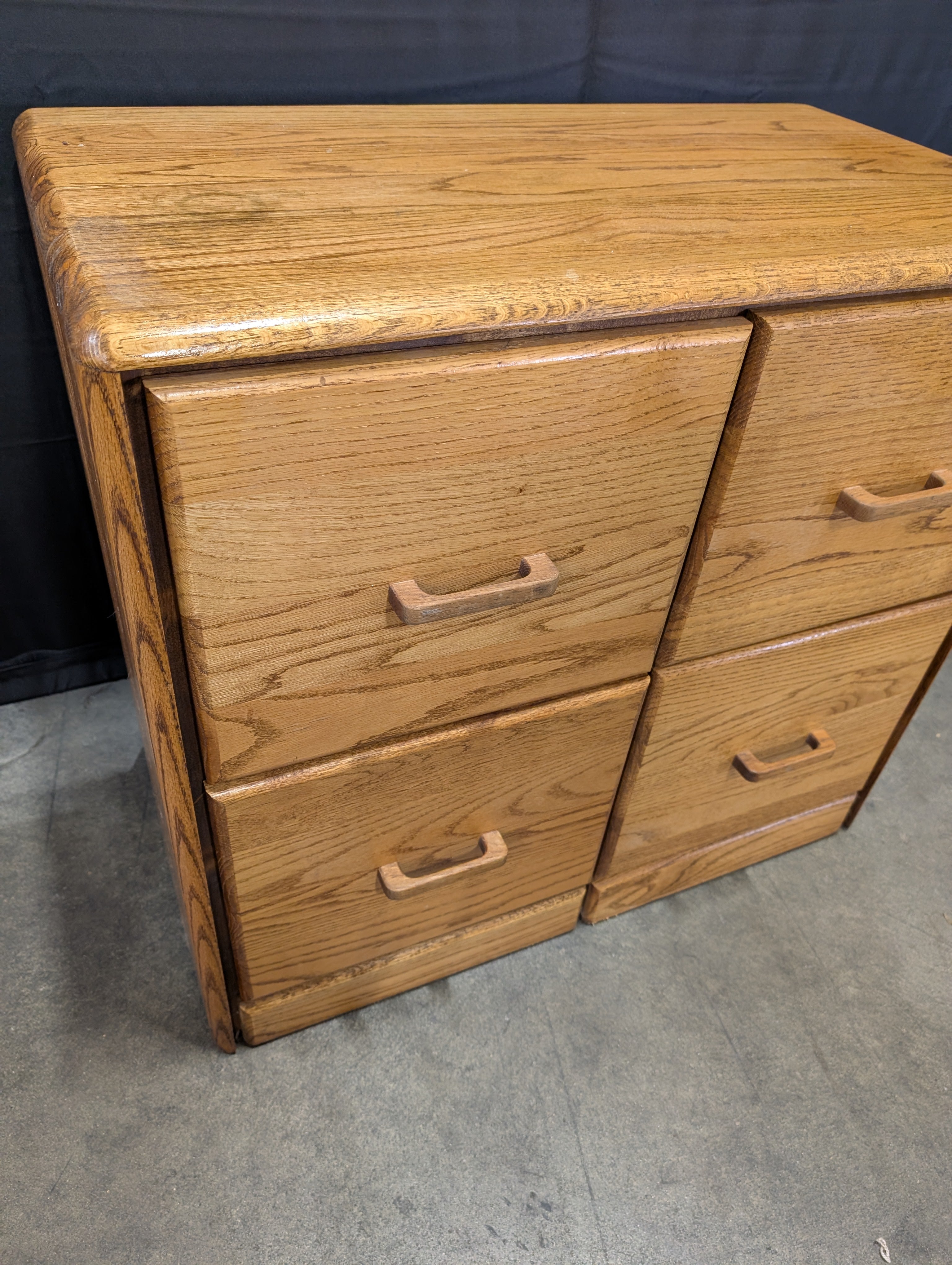 Castle MFG. Oak Finish Four-Drawer Storage Cabinet